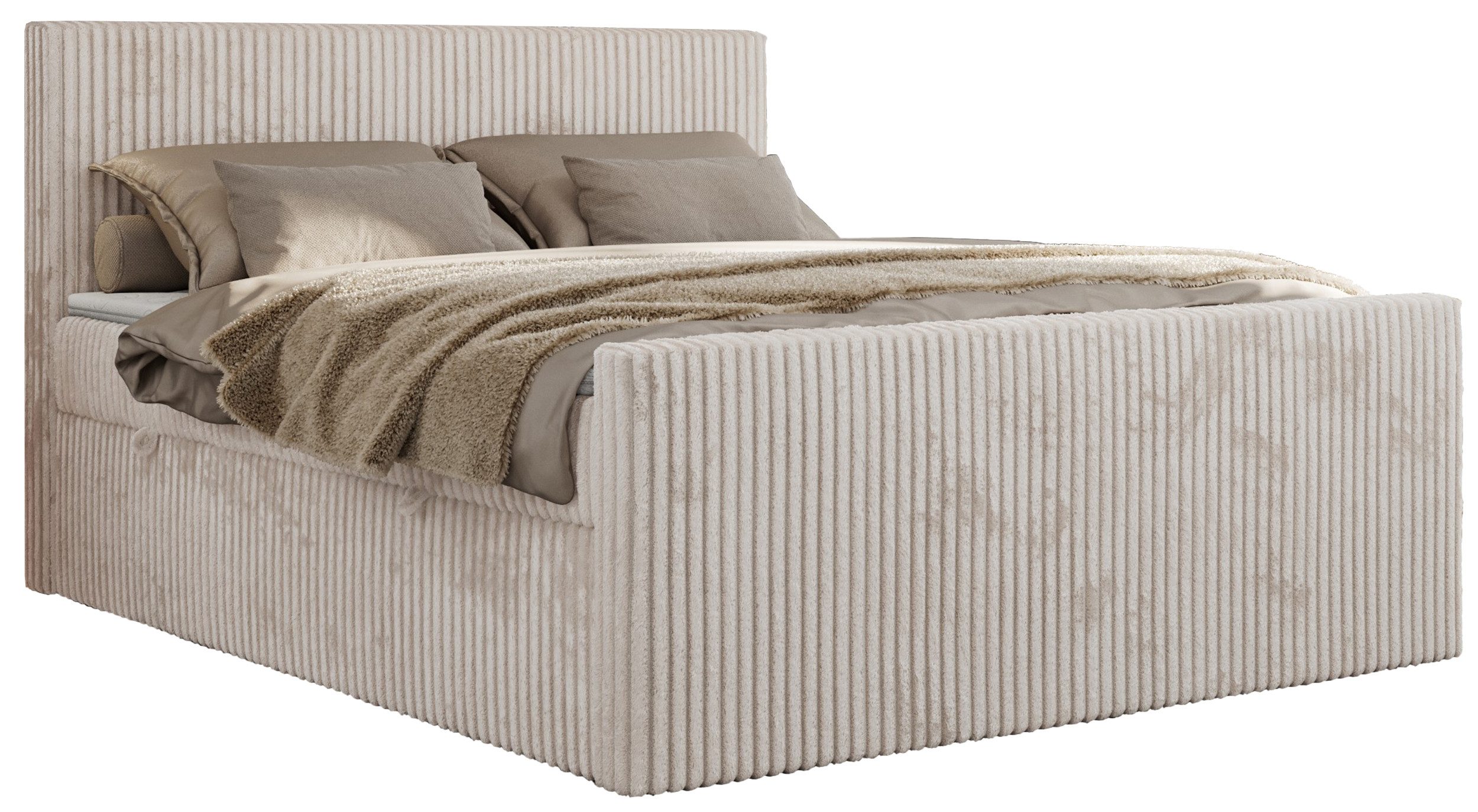 MKS MÖBEL Boxspringbett TILIANO DUO (Packung, Set, Topper T25, Cord Bett, T30-Schaum), Multipocket-Matratzen, Doppelbett, Zwei Bettkästen, mit Fußteil