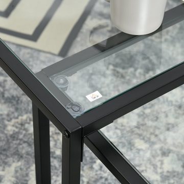 HOMCOM Couchtisch Satztisch, Glastisch, Sofatisch (Beistelltisch, 2-St., Kaffeetisch), mit verstellbaren Fußstützen