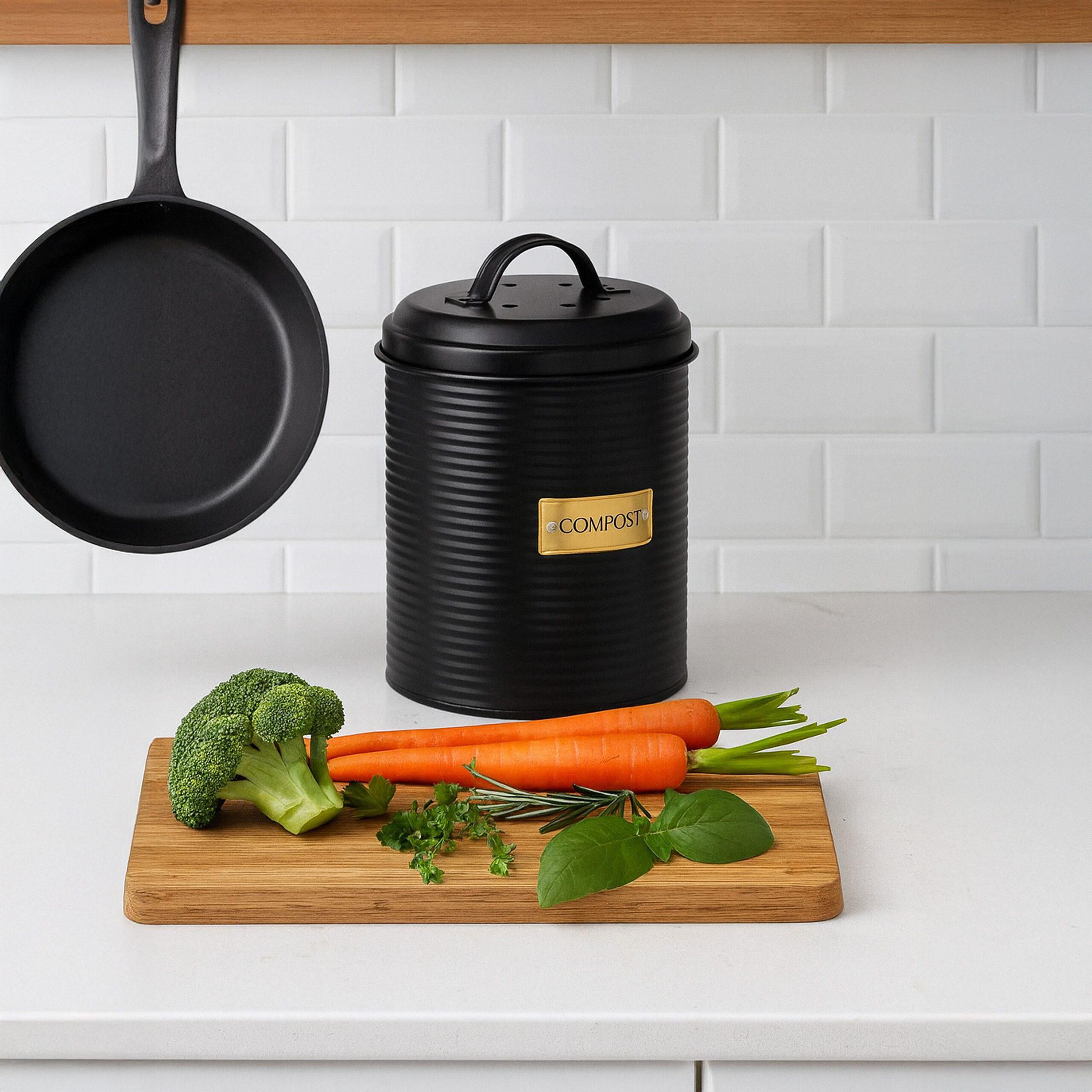 relaxdays Biomülleimer Komposteimer mit Geruchsfilter 2,5 Liter