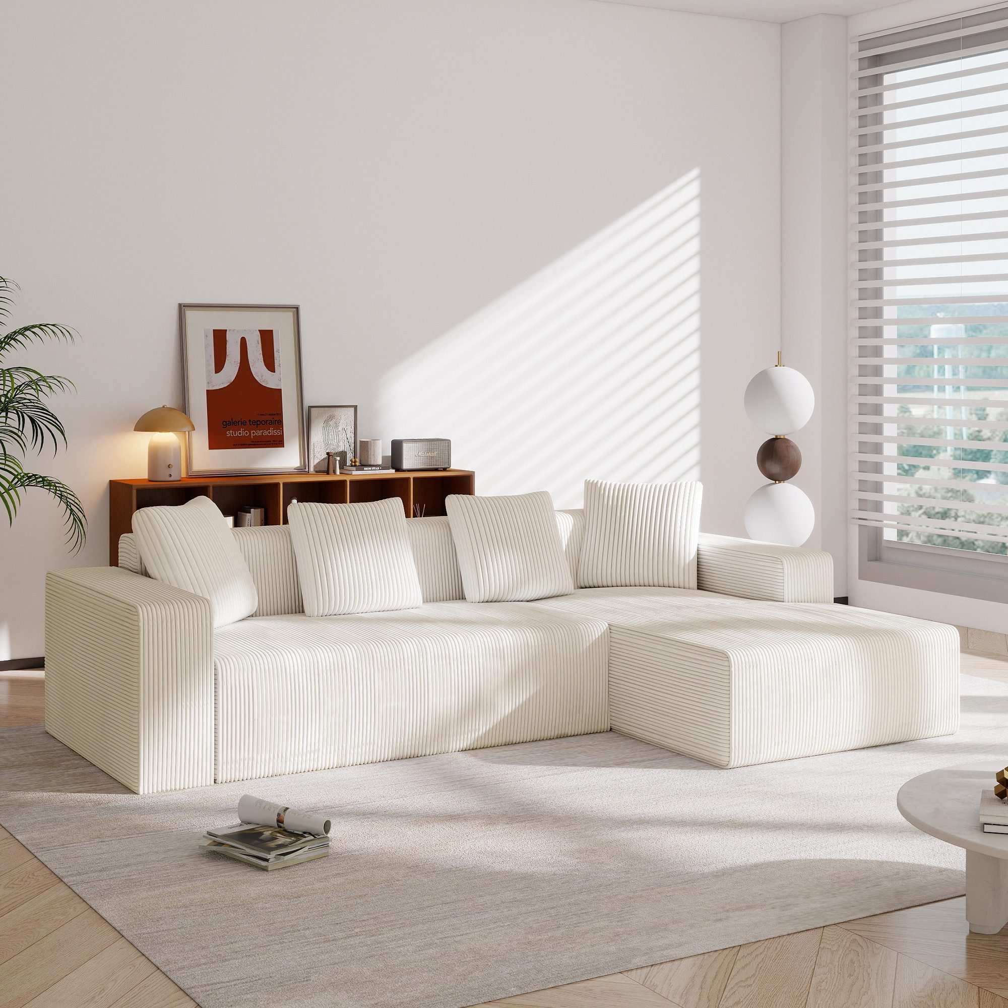 MODFU Sofa Cloud-Kombinationssofa mit L-Liegestühlen, Modulares Cloud-Kombinationssofa mit L-Liegestühlen, Memory-Schaum, Tiefes Sitzdesign für Wohnzimmer & Schlafzimmer, Frei kombinierbar, Ideal für Paare & Familien, mit Relaxfunktion