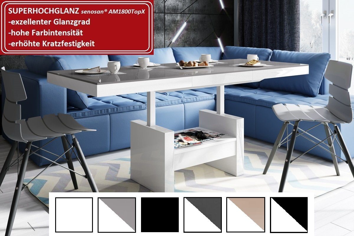 designimpex Couchtisch HLU-111 Grau Weiß Hochglanz günstig online kaufen