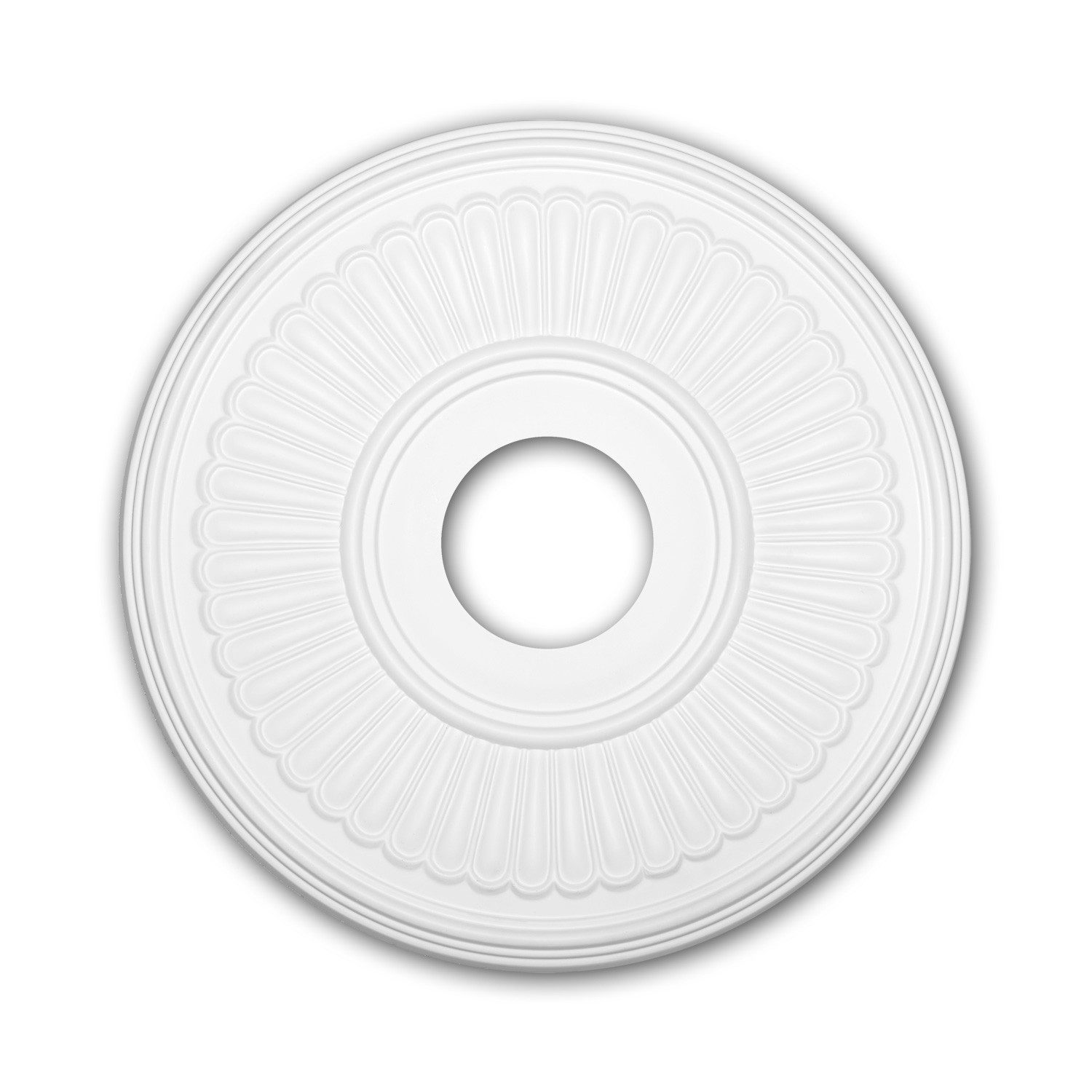 Profhome Decken-Rosette 156047 Rosette aus Polyurethan Deckenrosette Zierelement Ø 40,4 cm (Rosette, 1 St., Deckenrosette, Medallion, Stuckrosette, Deckenelement, Zierelement), weiß, vorgrundiert, Stil: Neo-Klassizismus