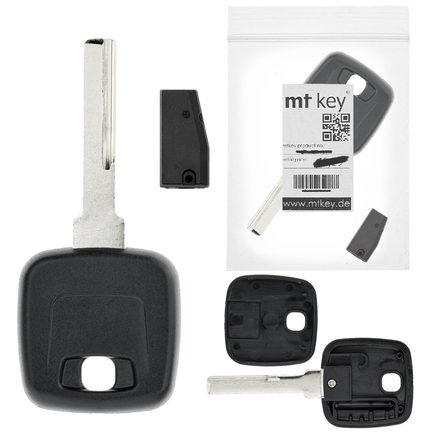 mt-key Schlüsseltasche Auto Zünd Schlüssel Rohling HU56 + ID46 Transponder (Set), für Mitsubishi Colt VI Z30 (04-12); Smart Forfour I W454 (04-06)