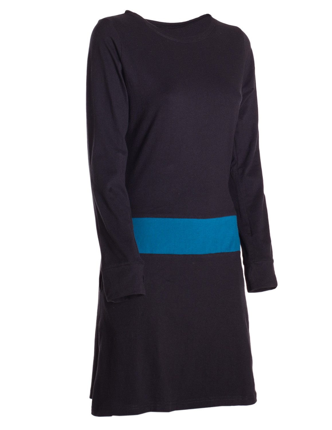 Vishes Jerseykleid Damen A-Linie Kleid Baumwolle Casual Rundhalsausschnitt Daumenlöcher Alternative Bekleidung, Ethno, Hippie, Retro Style