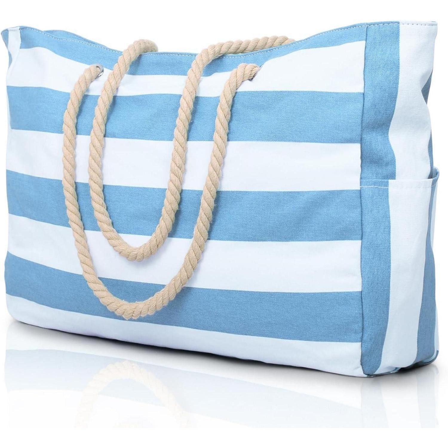 LuxusKollektion Strandtasche Strandtasche Damen Streifen Tote Bag Wasserdicht Groß Badetasche mit
