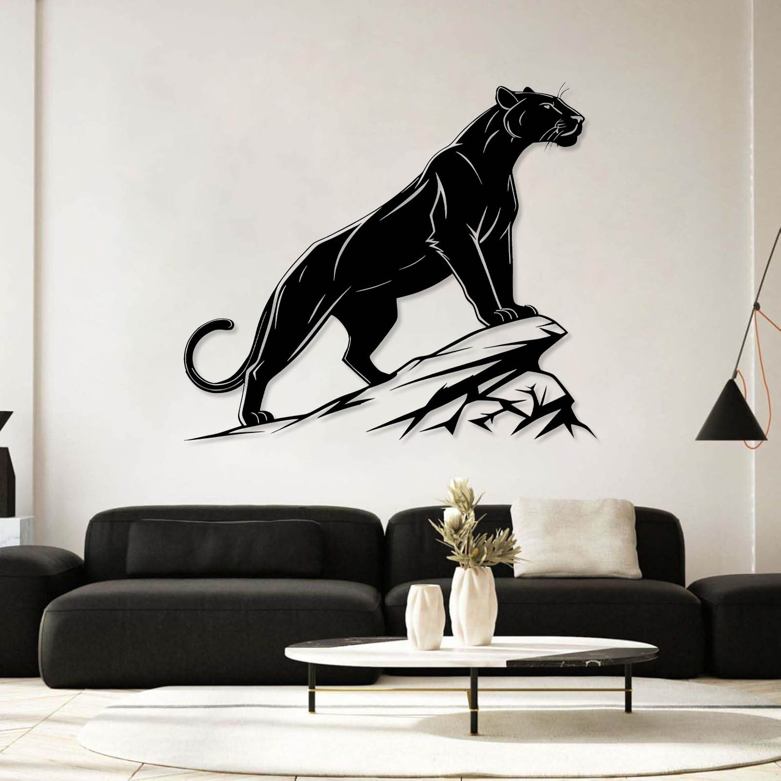 Jumpeak Wanddekoobjekt Panther Metall Wanddekoration - Stylische Wandkunst für Wohnzimmer, Metall Wandkunstdekoration als Augeweide für Modernes Zuhause