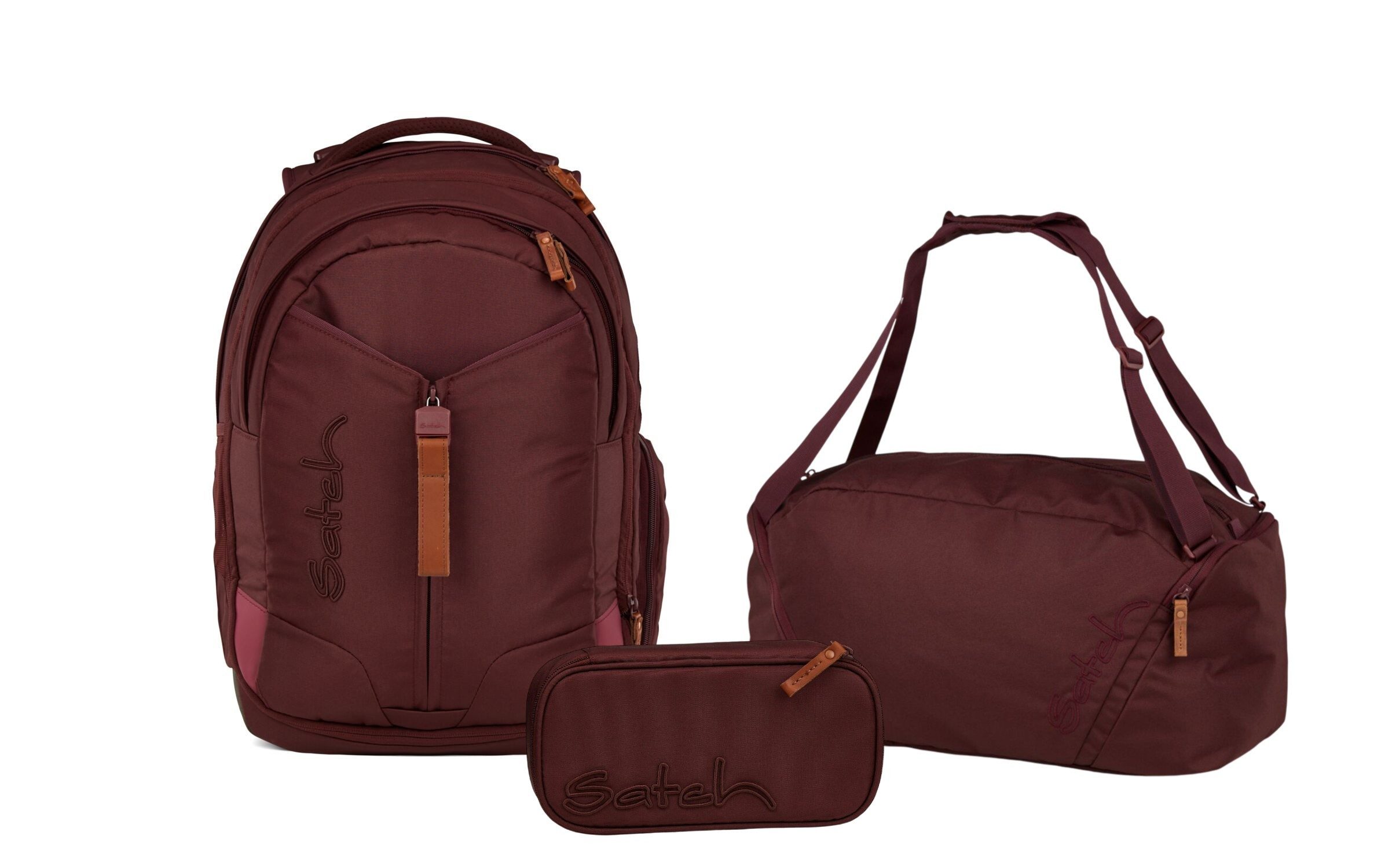 Satch Schulranzen Schulrucksack-Set MATCH Nordic Ruby 3-teilig (3-teilig), Schulranzen, ergonomisch, 30 + 5 Liter