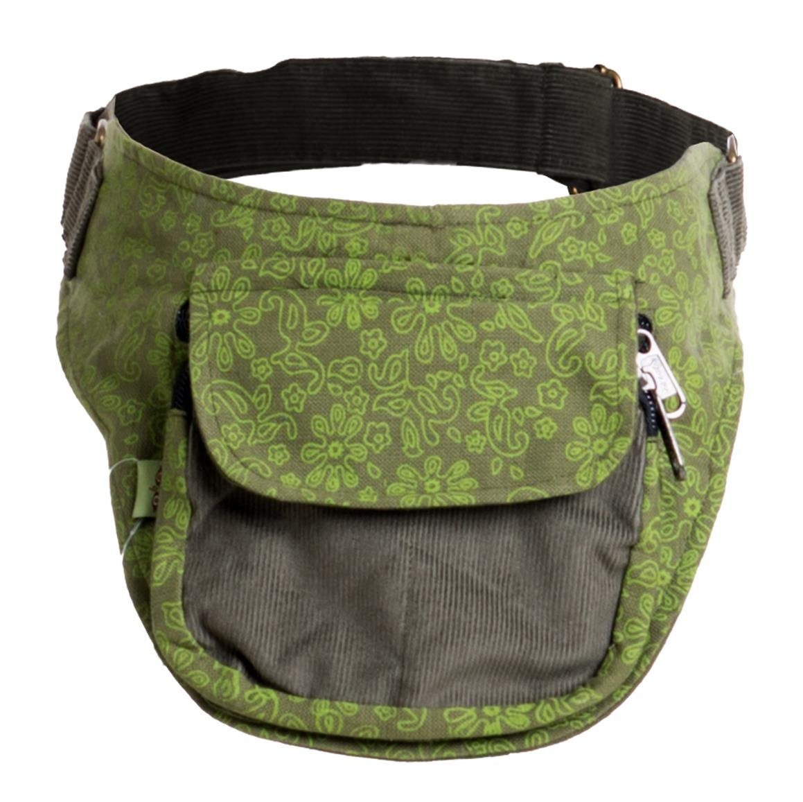 bedruckt, aus Blumen Vishes olive Cord Hippie, Bauchtasche Goa, Festival Ethno Gürteltasche Baumwolle - Style