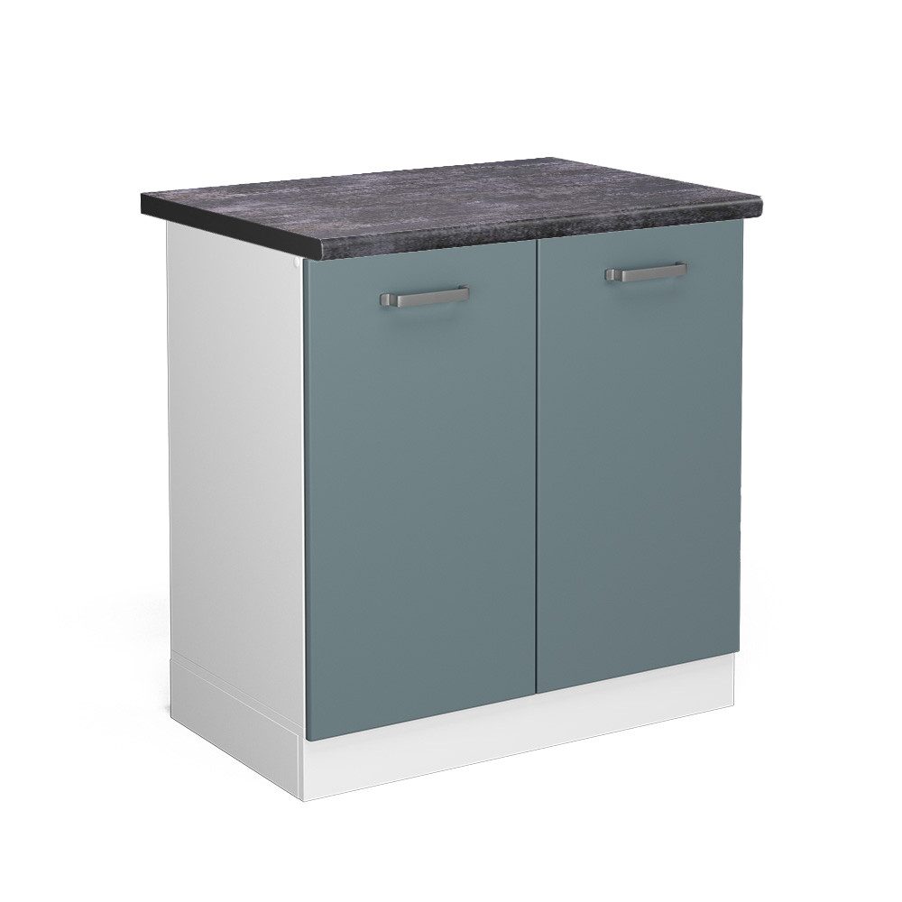 Vicco Spülenunterschrank R-Line, Blau-Grau/Weiß, 80 cm, günstig online kaufen