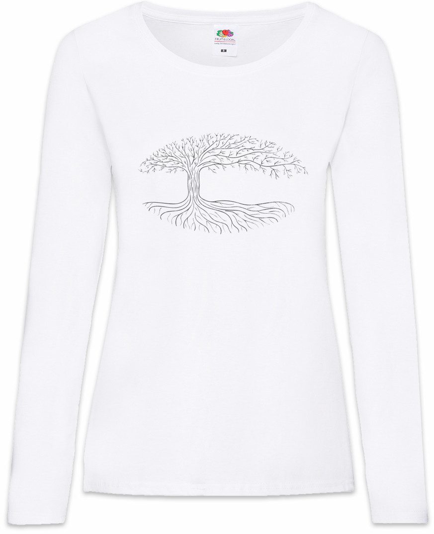 Urban Backwoods Langarmshirt Oval Yggdrasil Damen Langarmshirt Arsen Celtic Irminsul World Tree Of (1-tlg) Thor Weltenbaum Life Odin