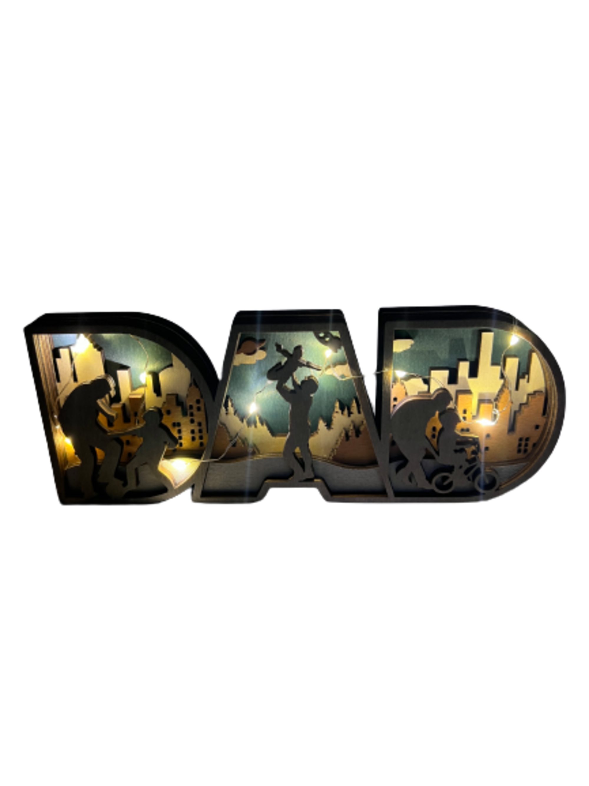 Stelby Dekofigur Dekoration Holzmodell Dad mit Led Lichtern, Valentinstagge günstig online kaufen