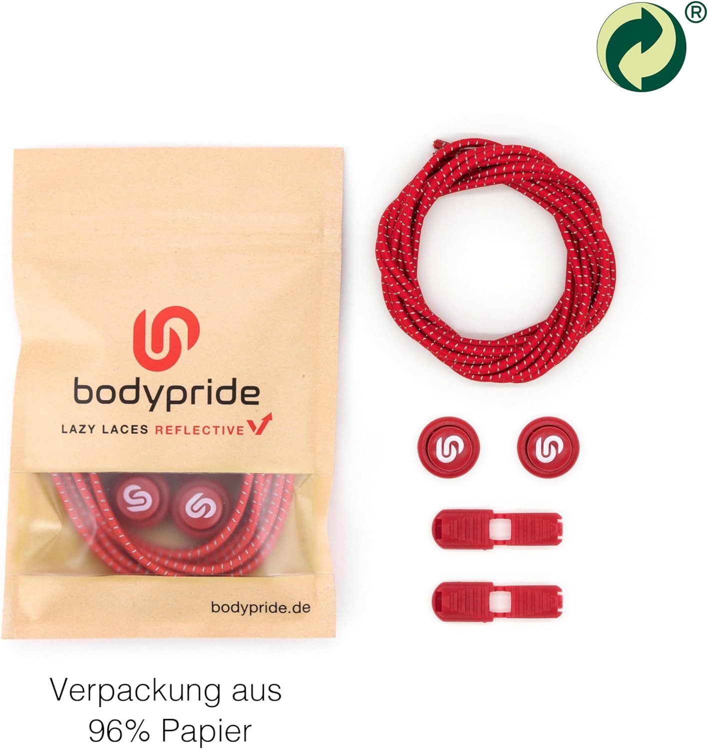 bodypride Schnürsenkel Rund/reflektierend rot 120cm - 1 Paar