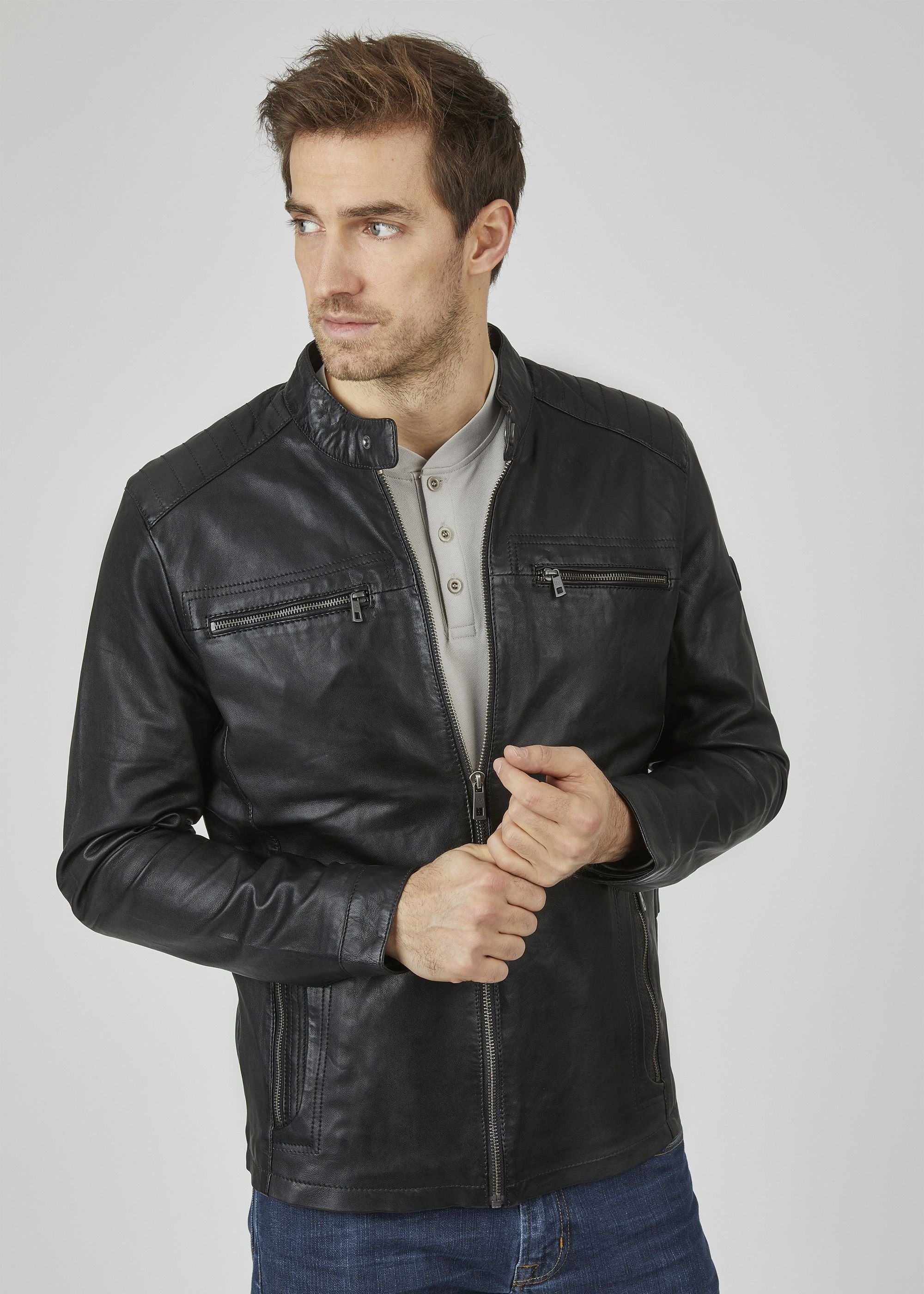 bugatti Lederjacke BUALBERTO (1-St) mit Druckknopfriegeln günstig online kaufen