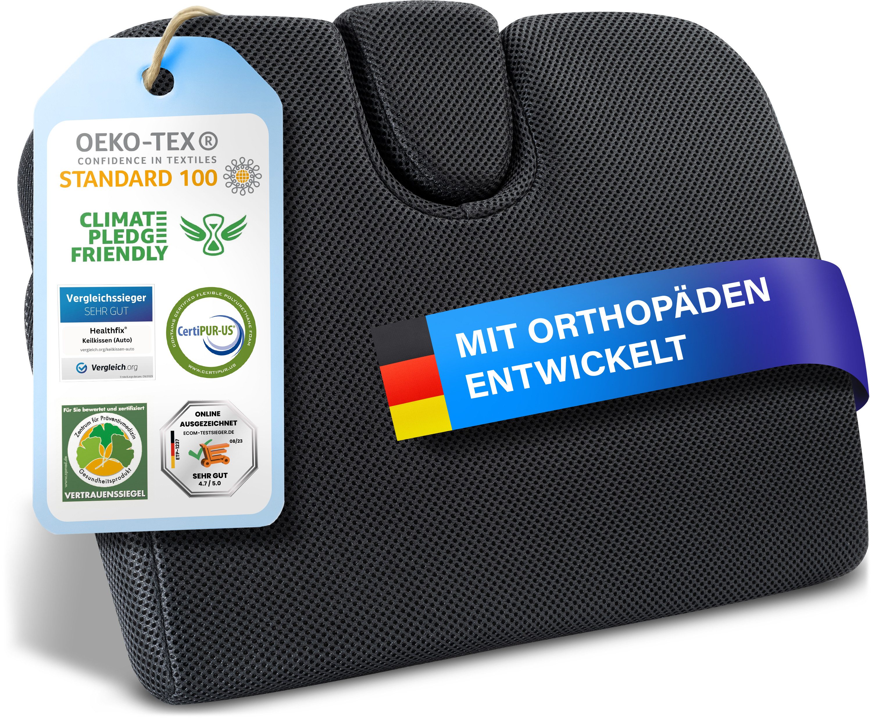 Healthfix Keilkissen, Keilkissen zur Verbesserung der Sitzhaltung - Ergonomisches Sitzkeil