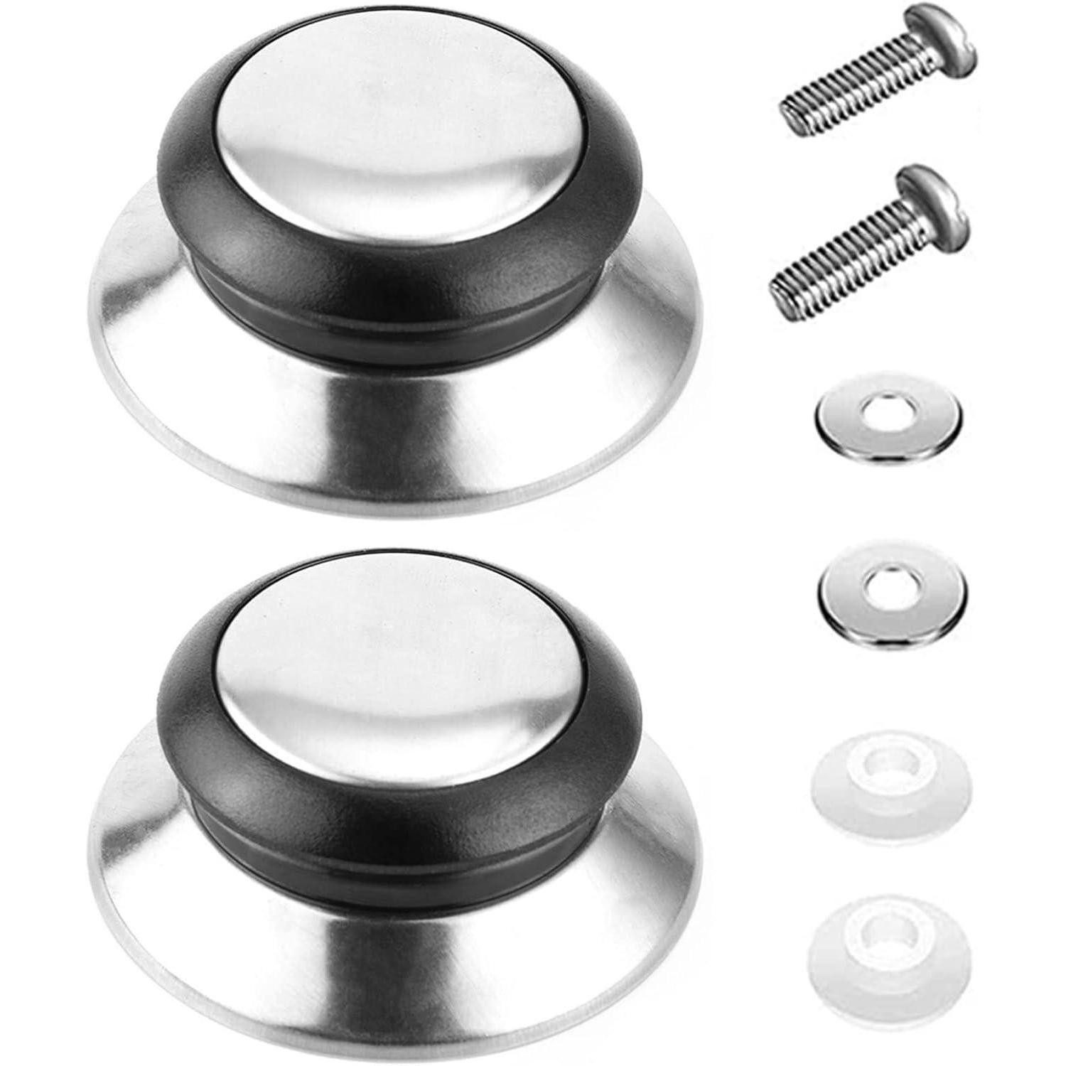 LuxusKollektion Topfdeckel 2er Set Deckelgriff Pfannendeckel Ersatz Edelstahl Bakelit 46mm 60mm