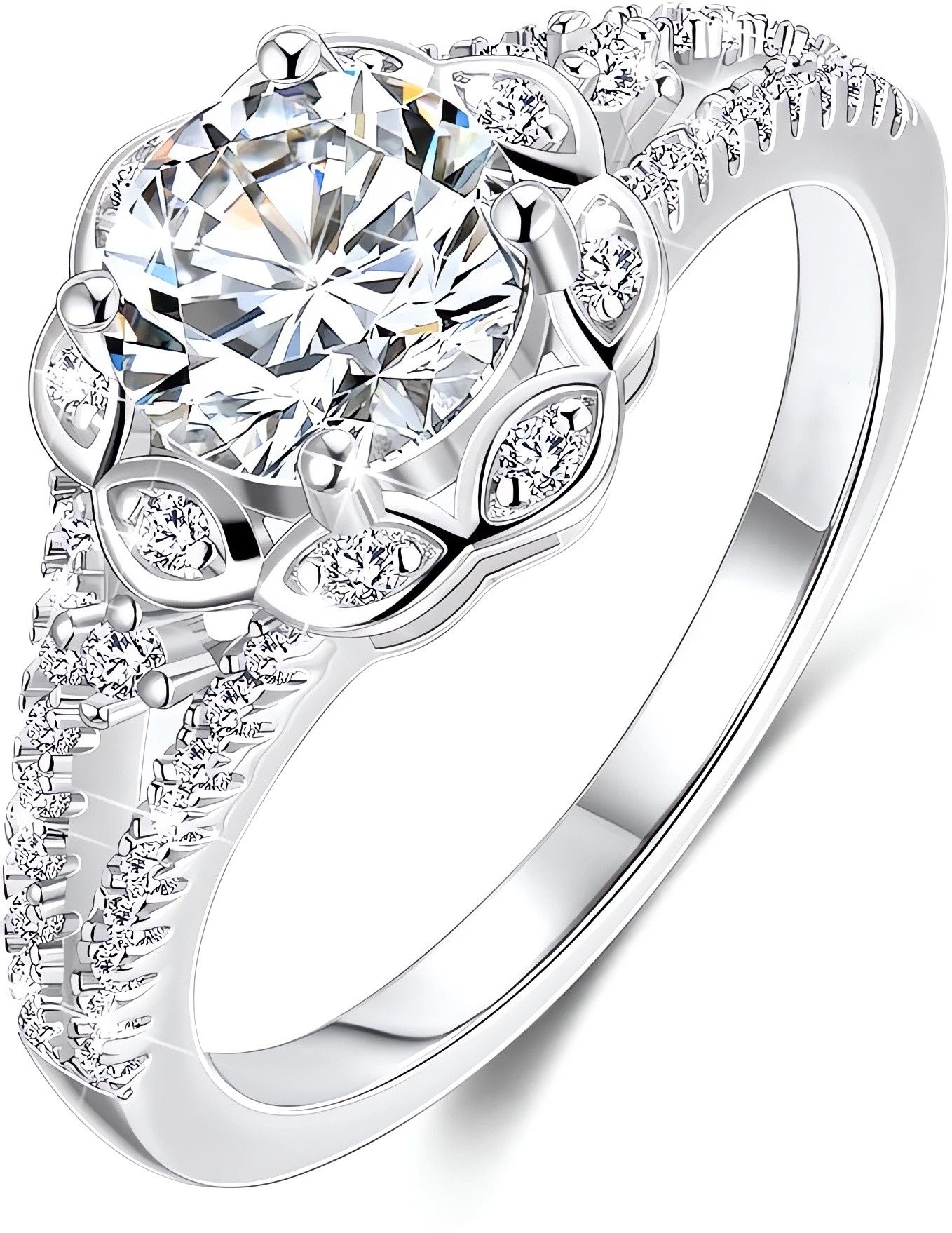 Jumpeak Diamantring Ring Damen 1ct 14K Gold E VS2 3EX RundSchliff Engagement Ring, Lab Grown Diamant Ring, Ring Silber, Geschenk für Schwester