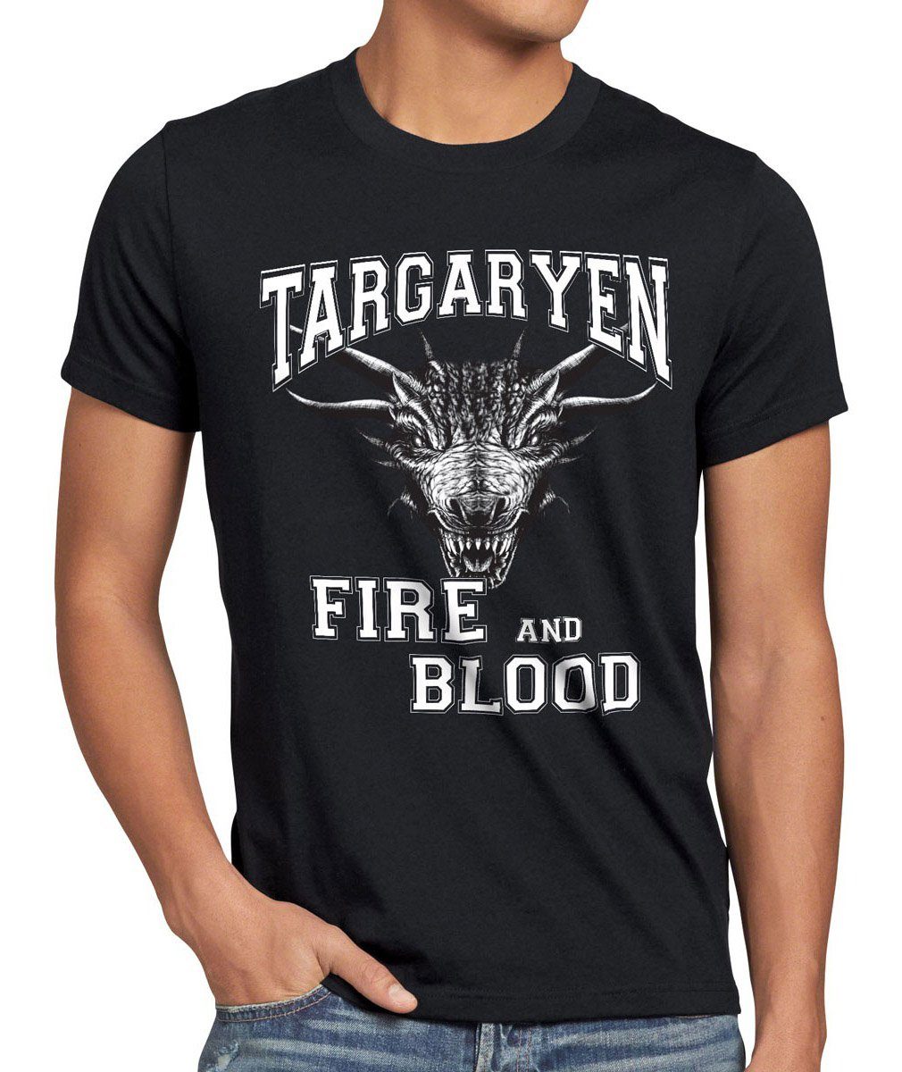 style3 Print-Shirt Herren T-Shirt Targaryen fire and blood thrones of game college got haus drache