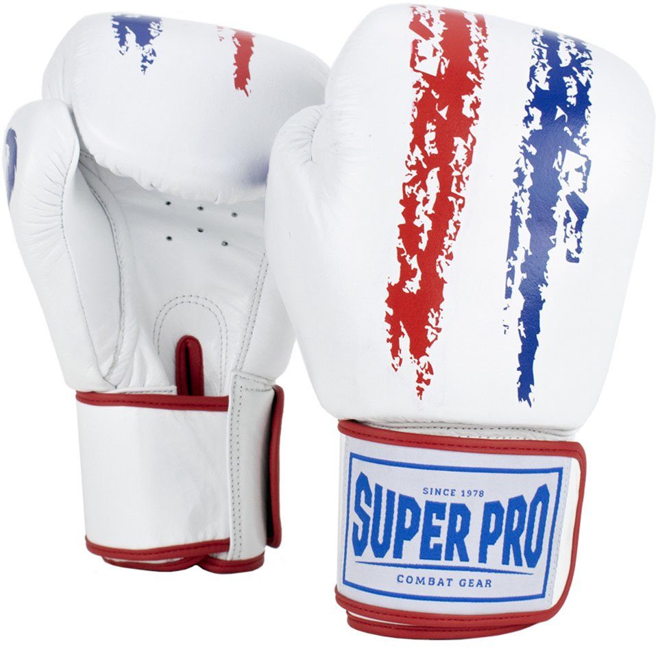 Super Pro blau/rot/weiß Boxhandschuhe Warrior
