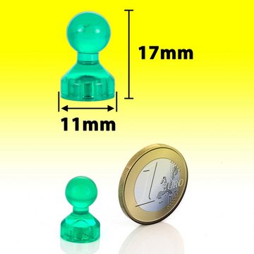 Poppstar Magnethalter Bunte Kegel-Magnete für Whiteboard inkl. Aufbewahrungs-Box (50-St., (11 x 17mm), Starke Pinnwand-Magneten für Kühlschrank / Magnettafel
