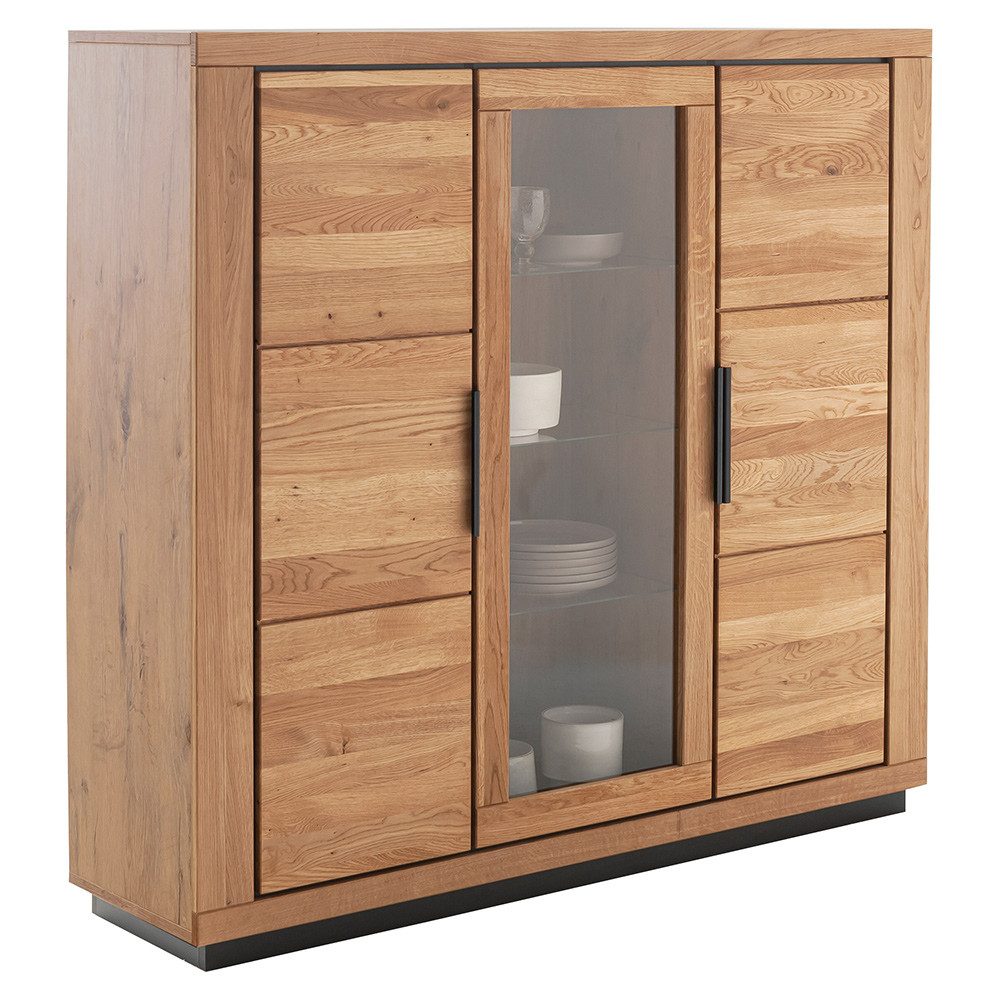 Lomadox Highboard GIUSTINO-06, Eiche teilmassiv geölt, Massivholzfronten, 153cm breit