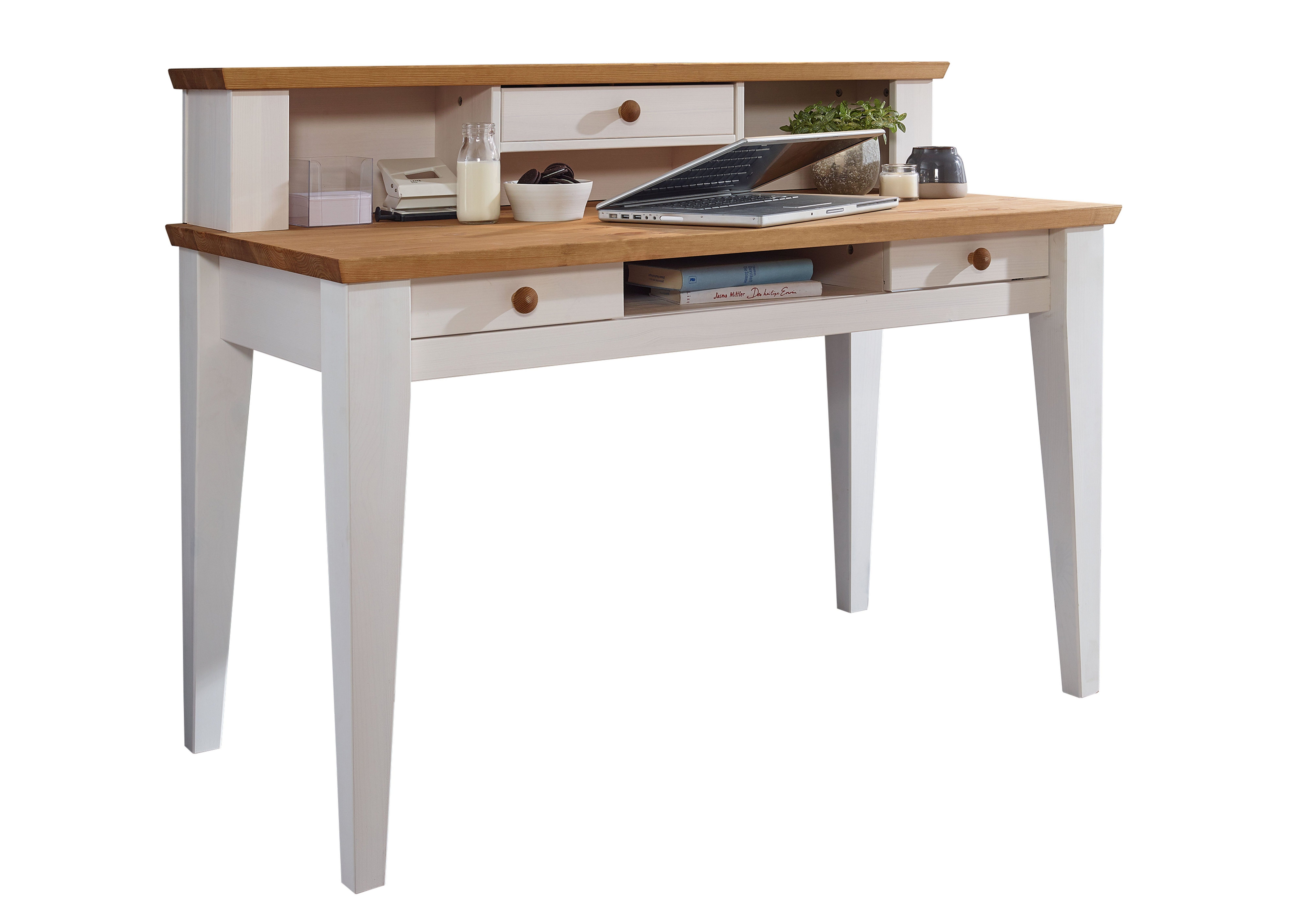 Woodroom Schreibtisch Hjo, Kiefer massiv, gewachste Oberfläche