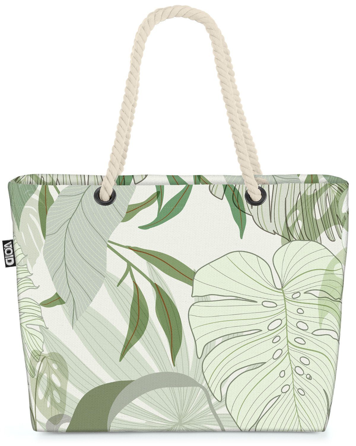 VOID Strandtasche (1-tlg), Palmen Blätter Grün Grafik Tropen Palmen Blätter Grün Grafik Tropen B | Strandtaschen