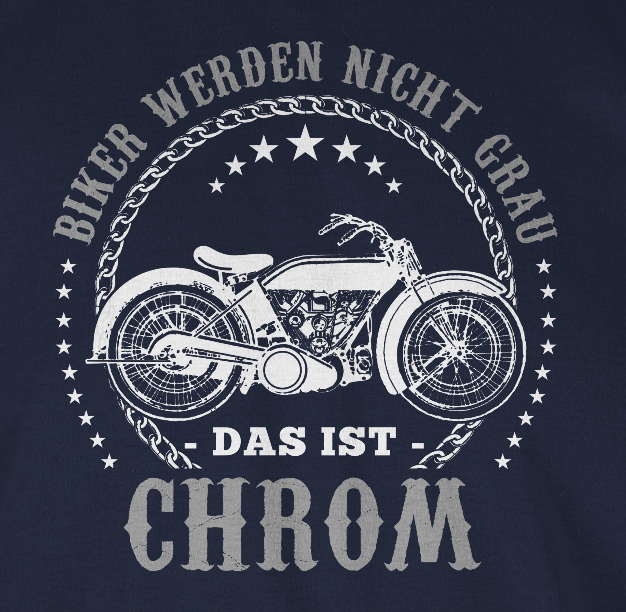 werden T-Shirt Chrom Biker grau Biker - Shirtracer Blau 03 Navy nicht Motorrad