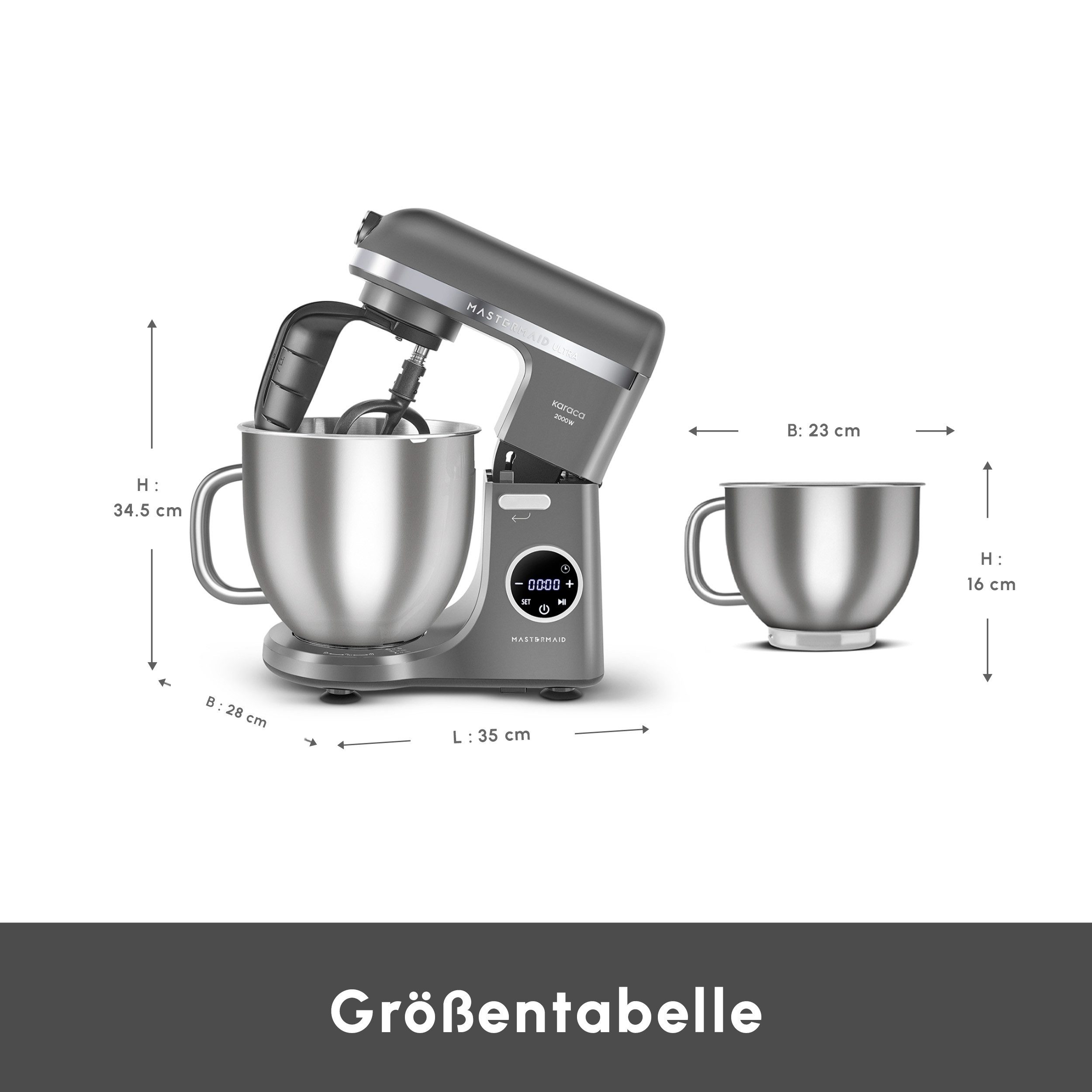 Karaca Küchenmaschine, Pro Multimax 6-in-1 Küchenmaschine 2000W, Space Gray