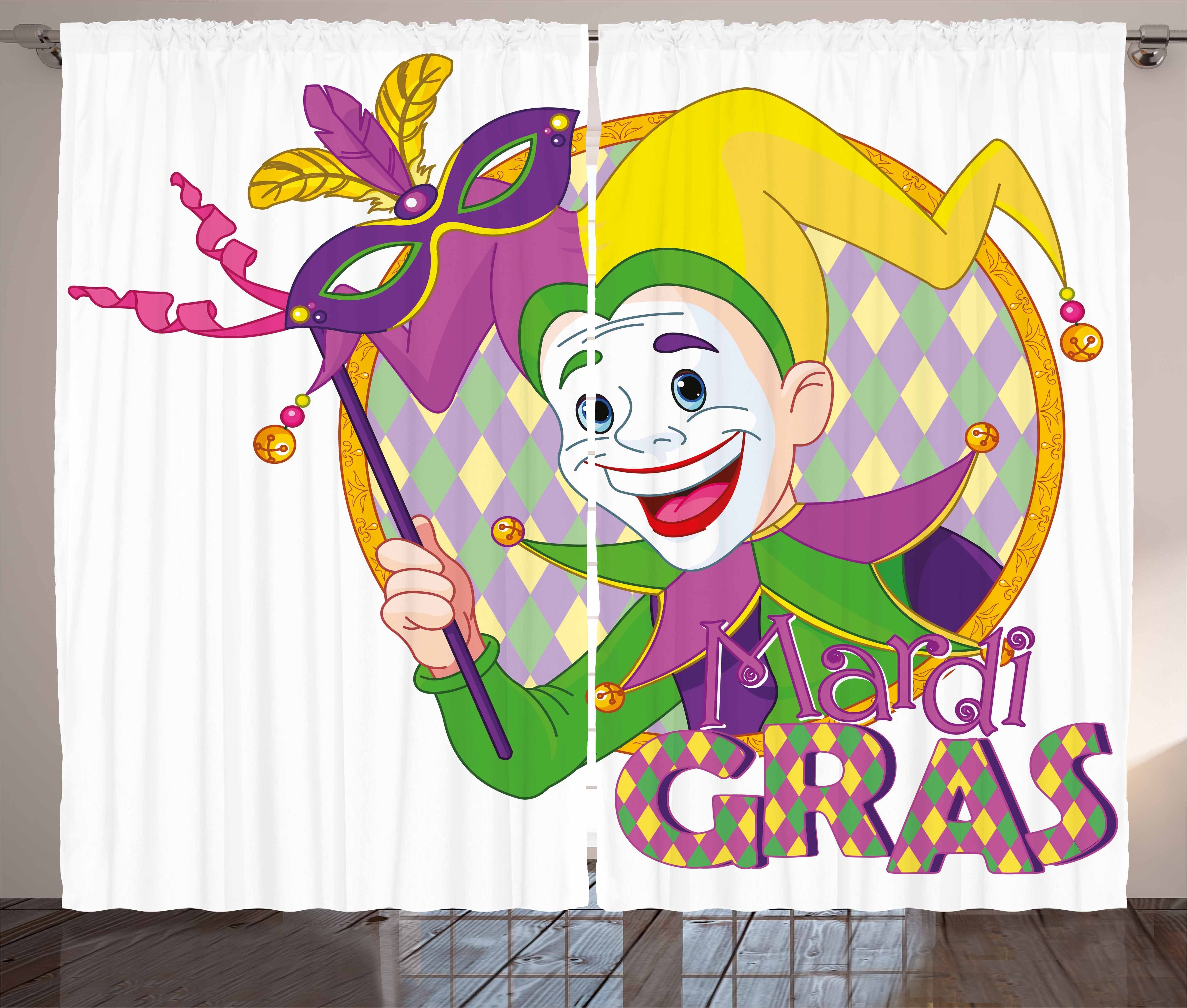 Haken, Vorhang mit Abakuhaus, Jester Schlaufen Schlafzimmer Mask Karneval Gardine und Cartoon Kräuselband