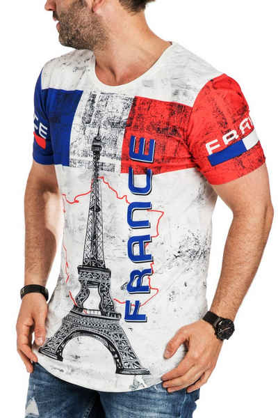 RMK T-Shirt Herren T-Shirt Tee Shirt Oversize Fan Trikot Rundhals-Ausschnitt France Frankreich EM WM