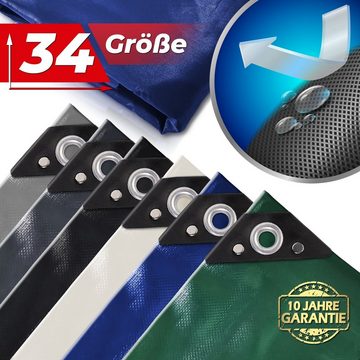 VENDOMNIA Schutzplane Abdeckplane mit Ösen – 3,99 €/m² - PVC, 650g/m2, (wasserdicht, wetterfest, UV Schutz, Größenwahl, Farbwahl: blau, dunkelgrün, grau, anthrazit, schwarz, weiss -, verstärkten Kanten), Gewebeplane, Gartenplane, Schutzplane, Allzweckplane für LKW, Auto