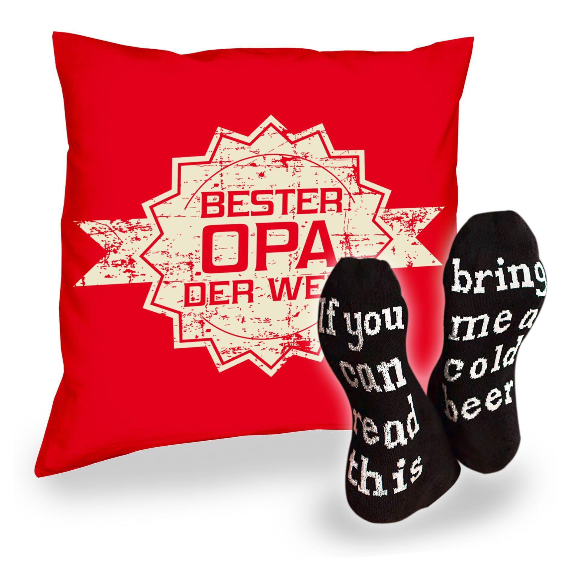 Füllung Dekokissen Rot für Kissen Opa und Soreso® Weihnachtsgeschenke mit Männer Socken Großvater,