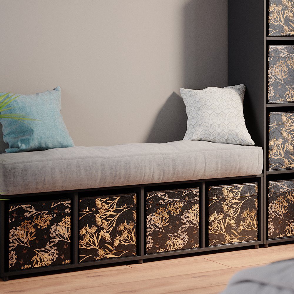 Vicco Raumteiler Ludus, Schwarz, 144.5 x 35.7 cm mit 2 Faltboxen opt.1, 1-tlg.