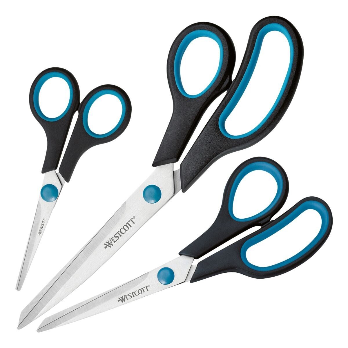 WESTCOTT Scheren-Set Easy Grip, (3-tlg), 14/ 20/ 24,5 cm, für Rechtshänder