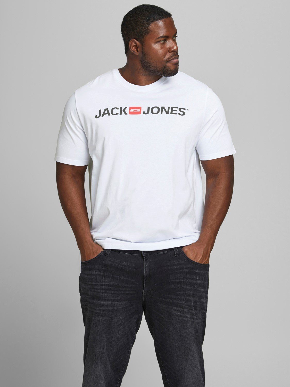 Jack & Jones T-Shirt 2er-SET Kurzarm Plus + Size CREW NECK (2-tlg) JJECORP günstig online kaufen
