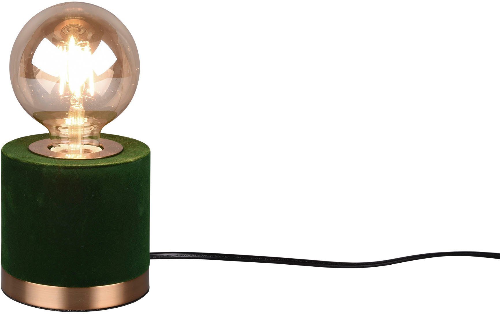 TRIO Leuchten Schreibtischlampe Judy, ohne Leuchtmittel, Tischleuchte, Messingfarben Samtbezug, Leuchtmittel wechselbar grün | Tischlampen