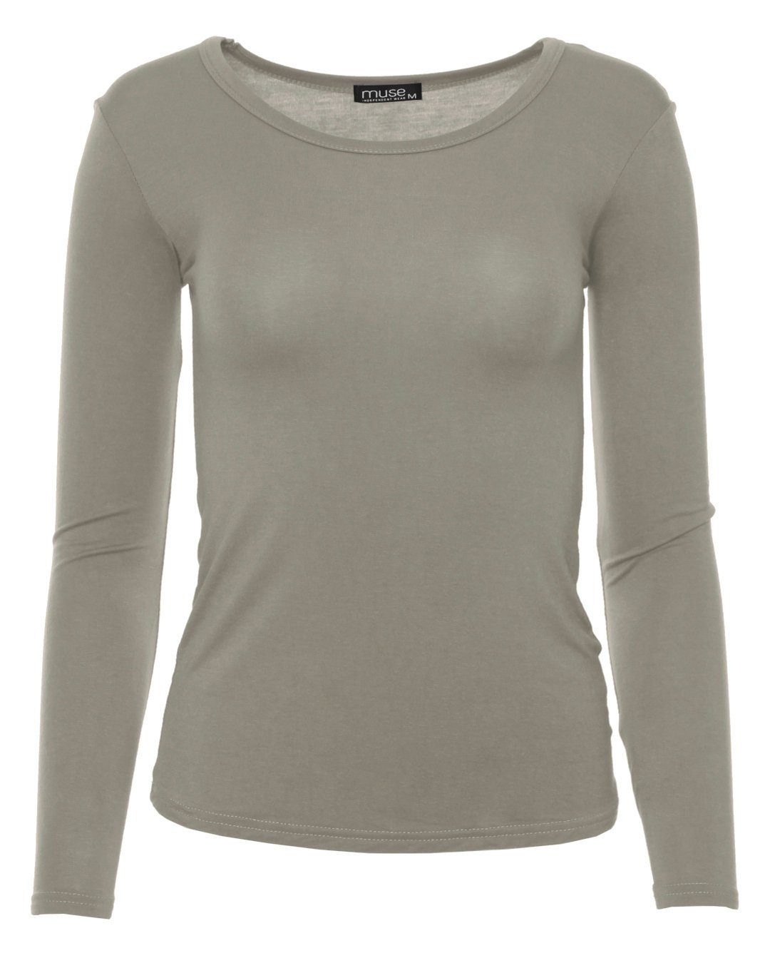 Muse Rundhalsshirt Basic Rundhals Langarmshirt Skinny günstig online kaufen