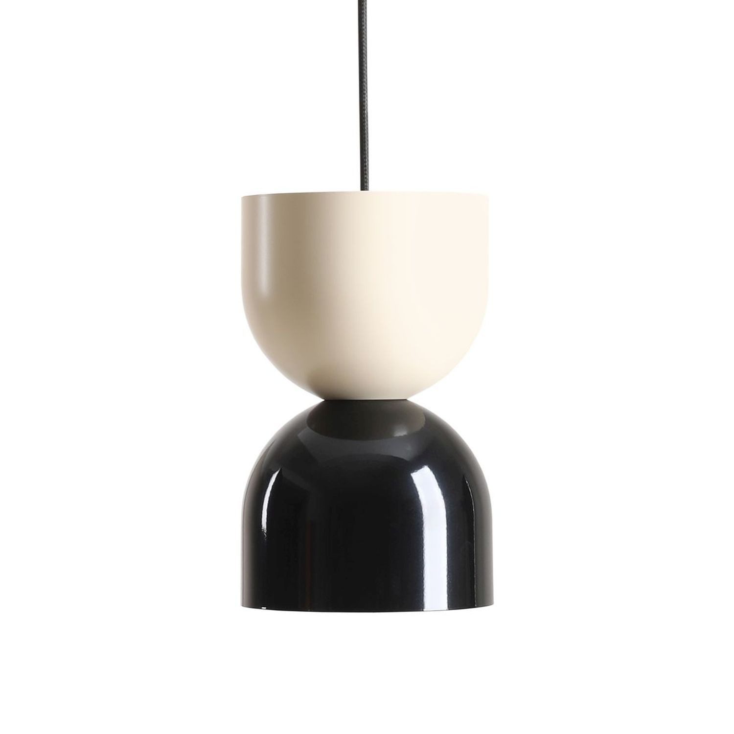 Licht-Erlebnisse Pendelleuchte SARO, ohne Leuchtmittel, Metall E27 D: 15 cm H: max. 230 cm Creme Schwarz rund Modern
