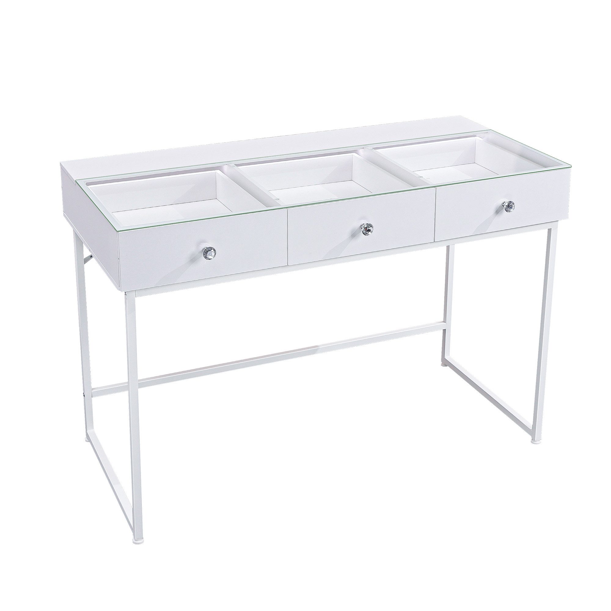 FENCHILIN Schminktisch Kosmetiktisch mit LED, 3 Schubladen, 115/55/81 cm