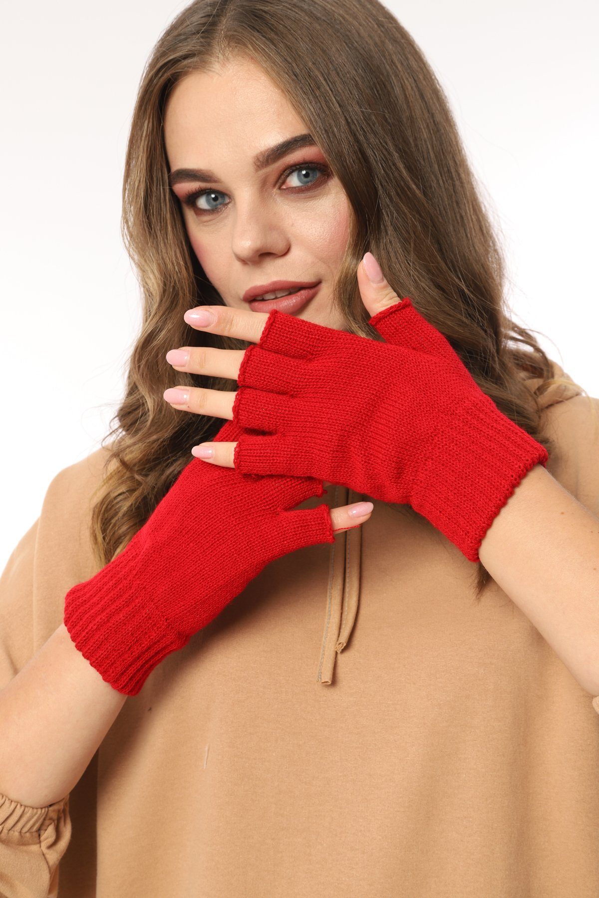 herémood Strickhandschuhe Fingerlose Winterhandschuhe Damen & Herren Acryl Thermo Halbfinger (Handschuhe gestrickt – Outdoor Sport Unisex 1 Paar Bewegungsfreiheit & Komfort, Elastisch, atmungsaktiv, langlebig – Perfekte Geschkenke)