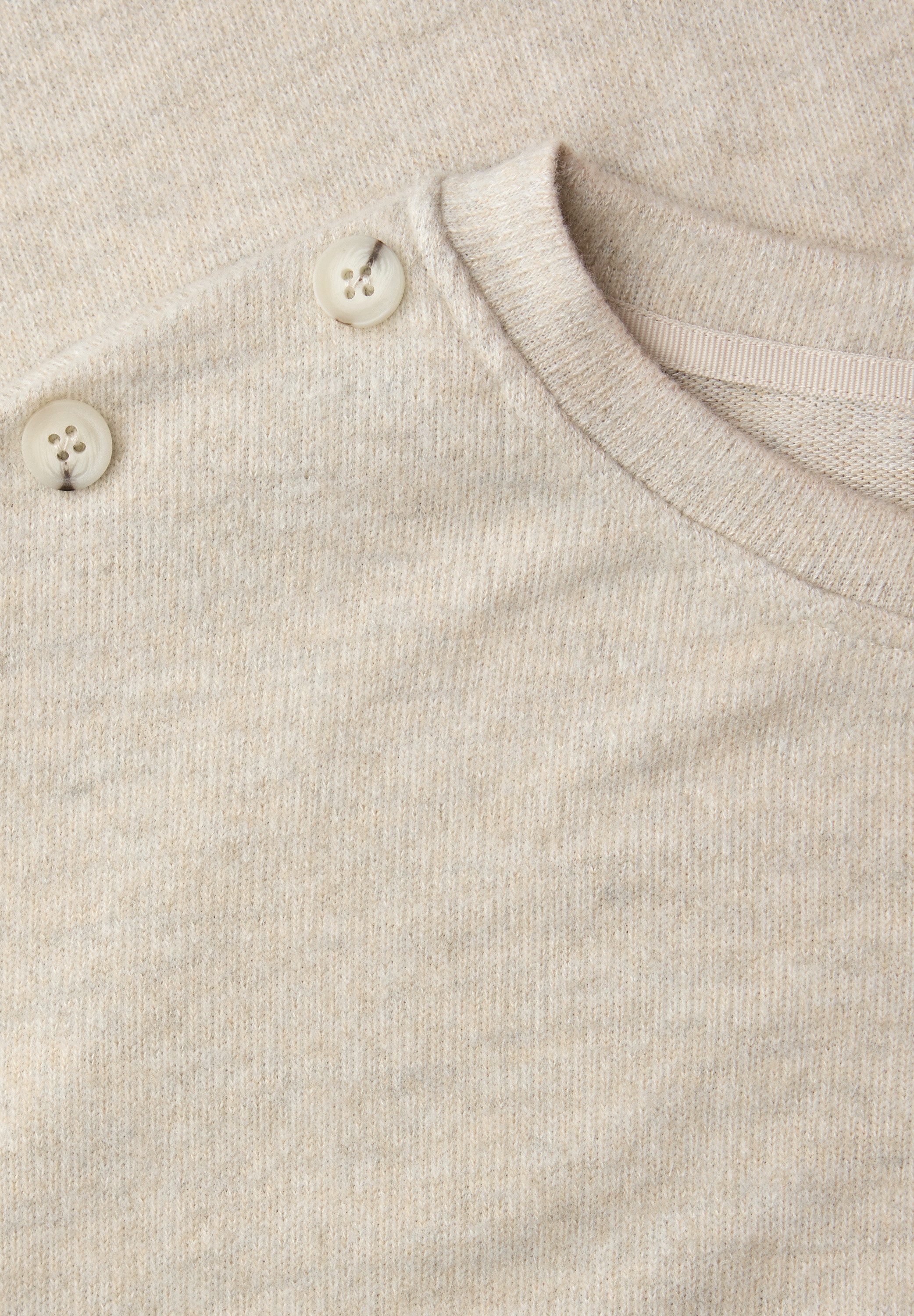 STREET ONE Strickpullover Knopfdetail an den Schultern und im Melange-Look