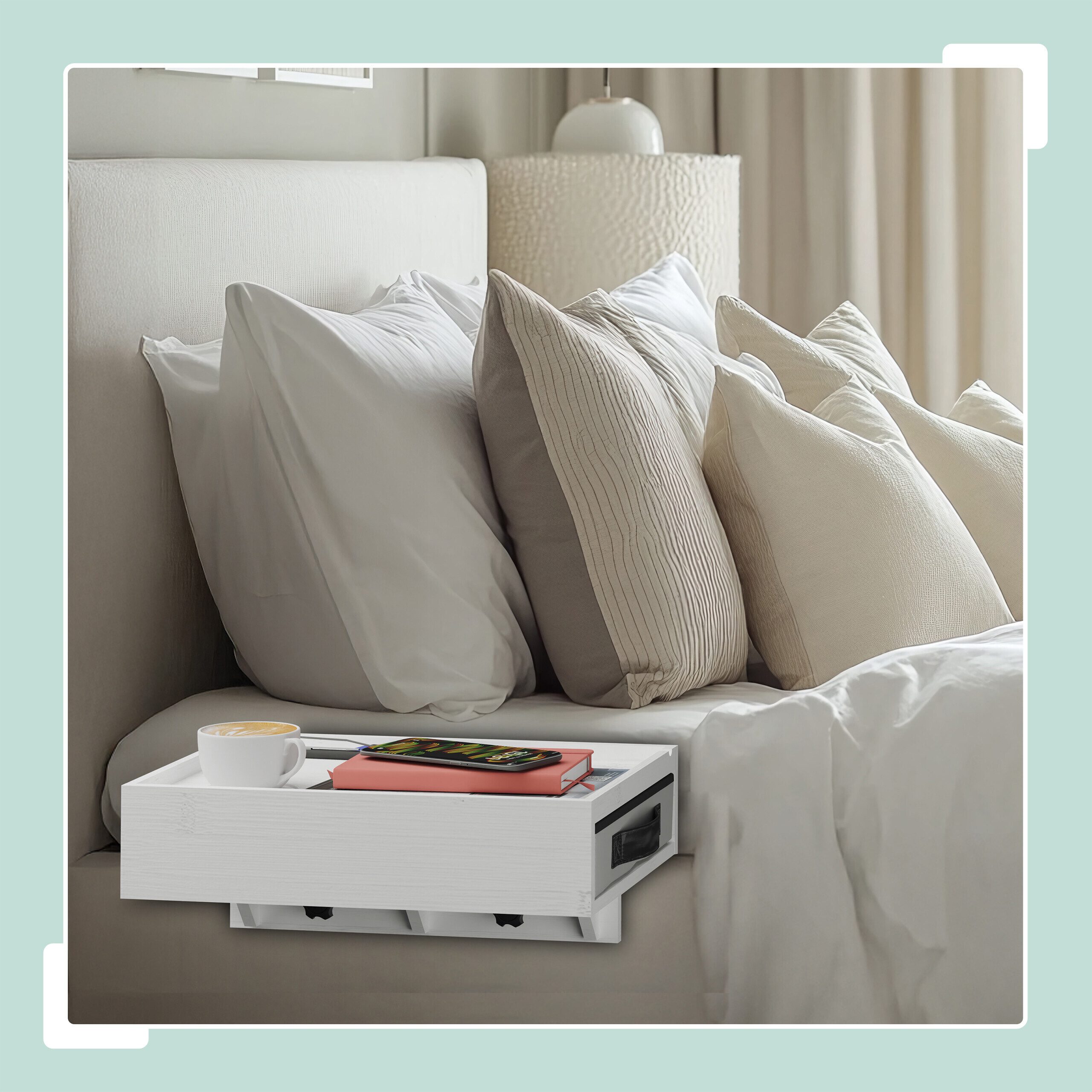 relaxdays Nachttisch Klemmbarer Nachttisch aus Bambus 2er Set, weiß günstig online kaufen