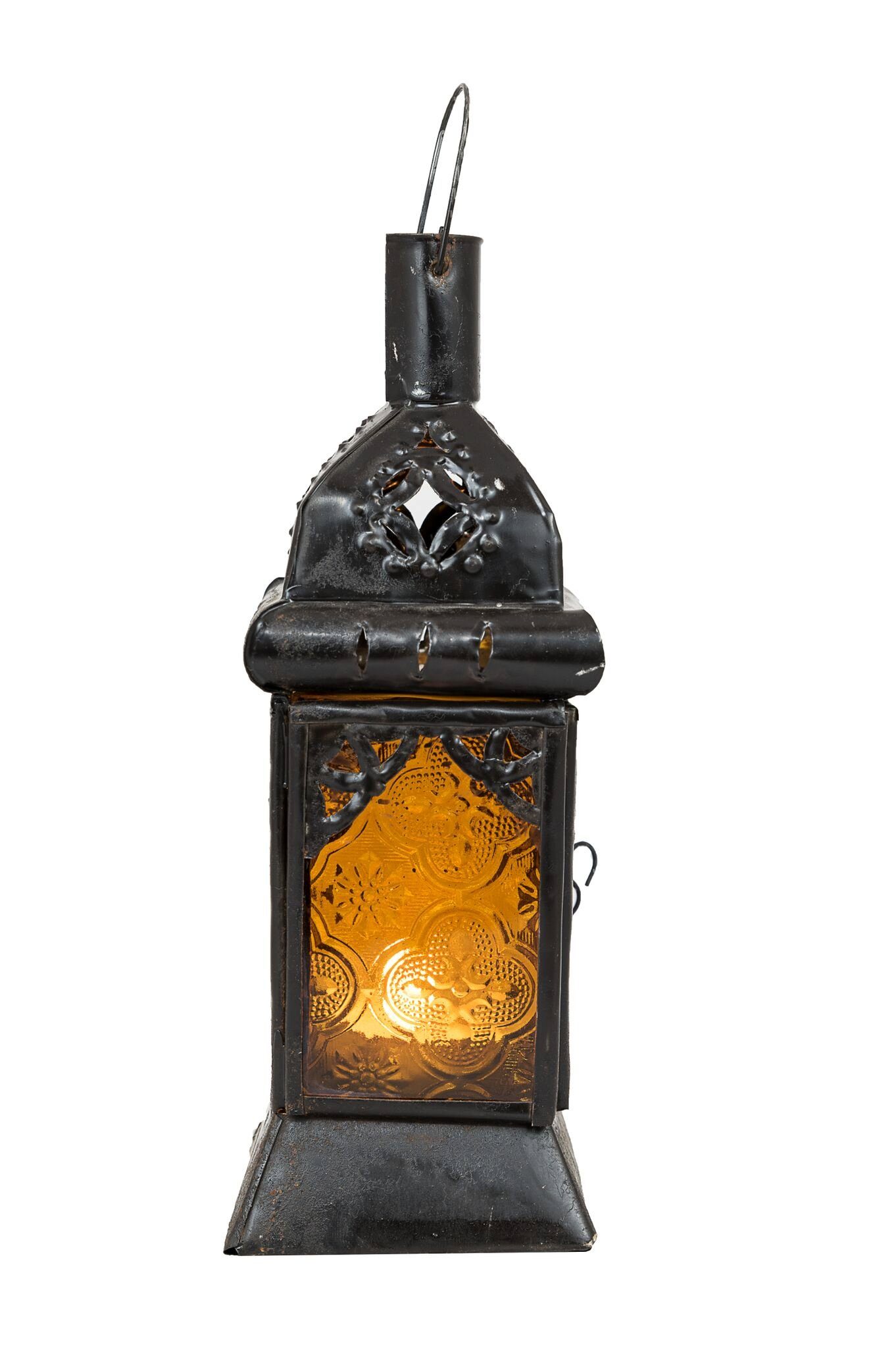 Marrakesch Orient & Mediterran Interior Teelichthalter Orientalische Glaslaterne Talba handgemacht aus Metall in Orange 21 cm (1 St), Handarbeit
