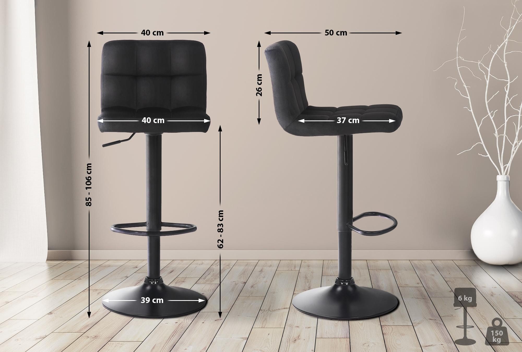 CLP Barhocker Feni Samt (2er Set, 2 St., 2er), gepolstert, höhenverstellbar günstig online kaufen