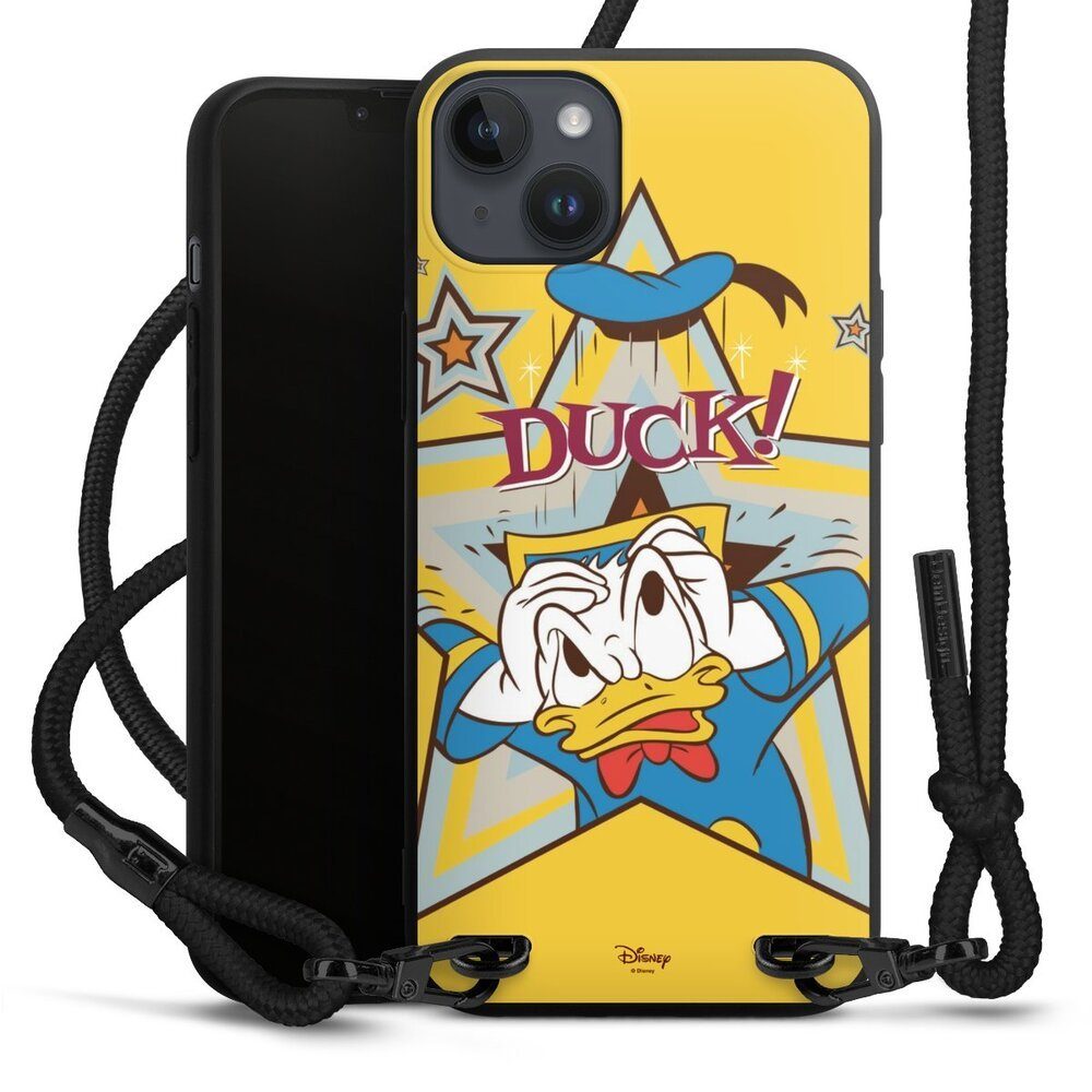 DeinDesign Handyhülle Donald Duck Disney Offizielles Lizenzprodukt DUCK!, Apple iPhone 15 Plus Premium Handykette Hülle mit Band Cover mit Kette