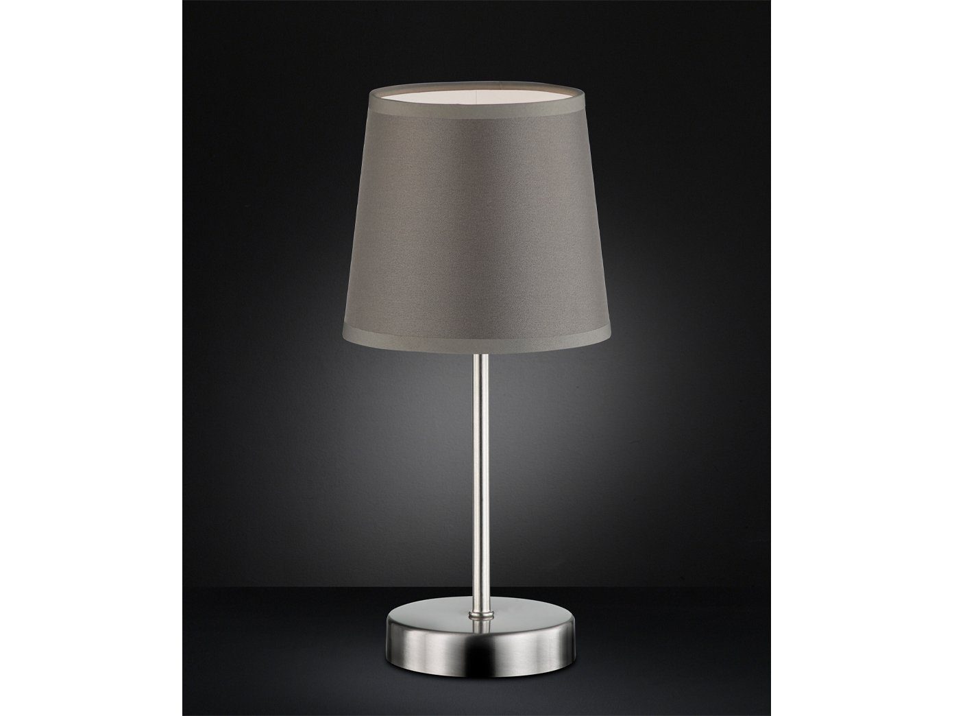 WOFI LED Tischleuchte, LED wechselbar, Warmweiß, Design-klassiker  Nachttischlampe mit Stoff Lampenschirm Grau, H: 32cm