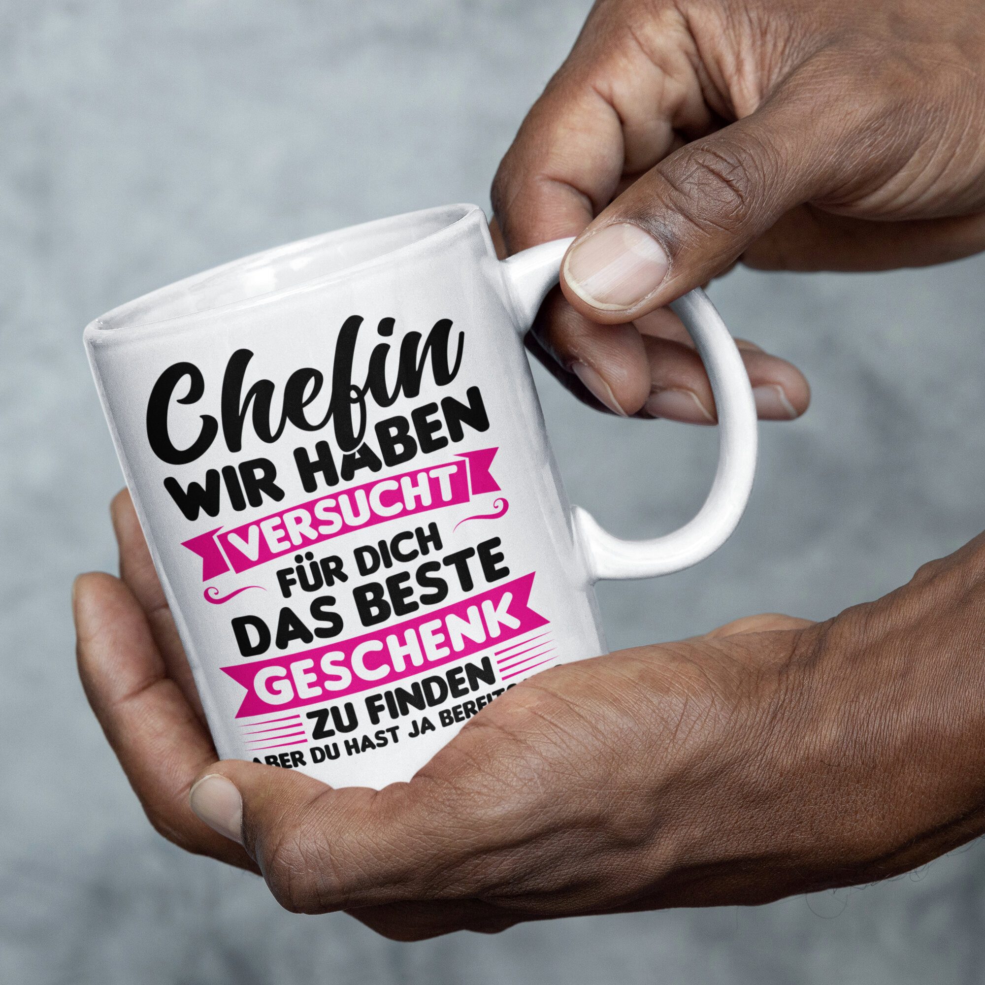 Printmacher Tasse Chefin Tasse wir haben versucht Geschenk, Chefin Abschied Geschenk