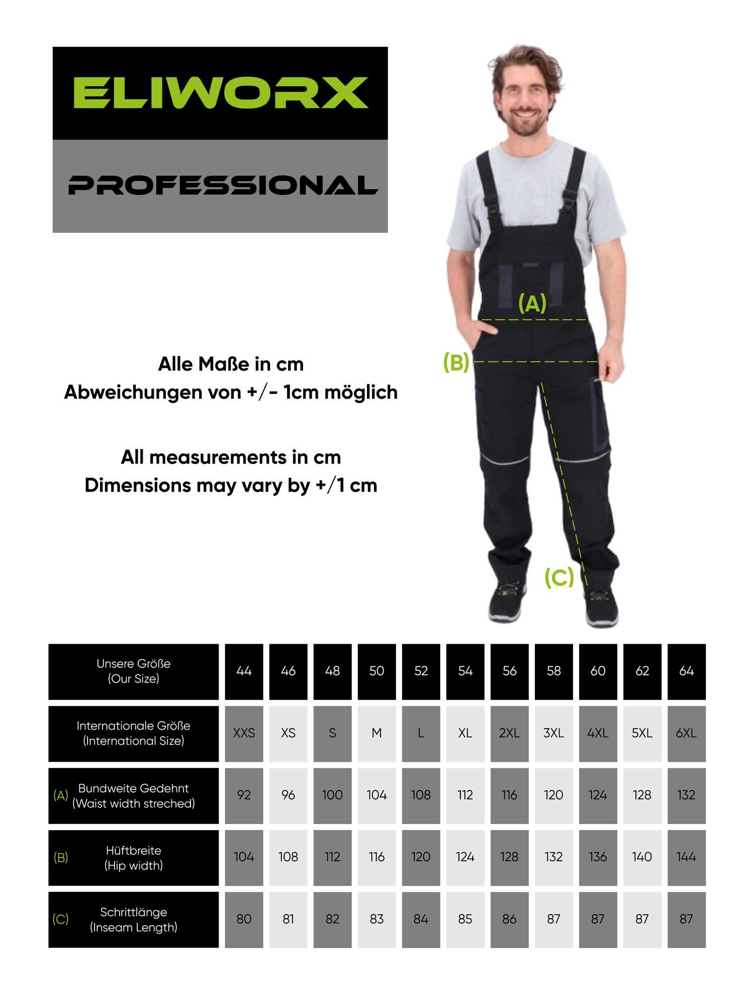 ELIWORX Arbeitslatzhose Stretch Einsatz bequeme robuste flexible Herrenhose Smartes Taschen-Design ideal für Handwerk Heimwerk und Baugewerbe