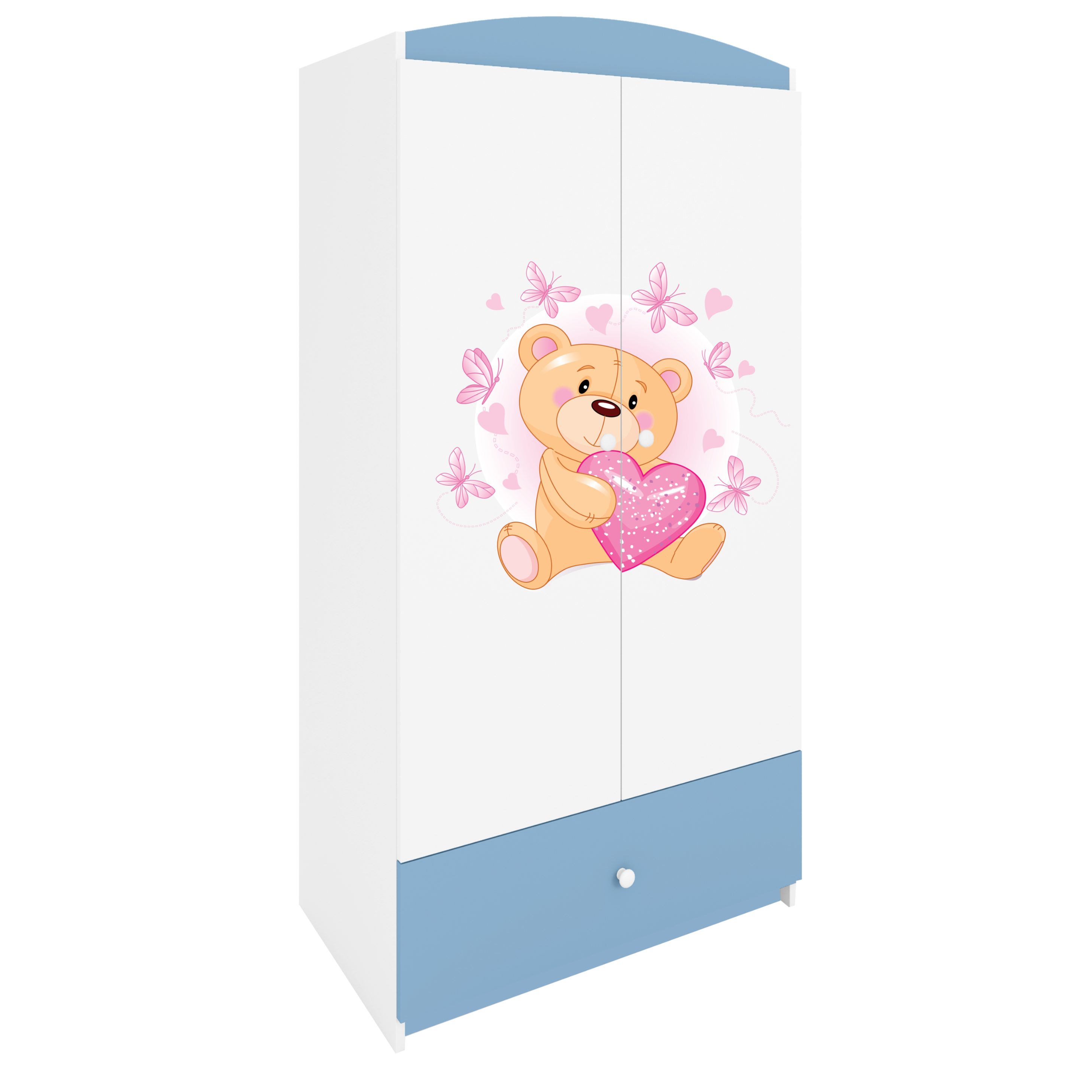 Raumhirsch Furniture Kinderkleiderschrank mit liebevollen Motiven - Kleiderschrank für Kinder (Kinderzimmerschrank für Mädchen, Mit Ablagefächern & Kleiderstange) hochwertige Verarbeitung, sanfte Farben, verschiedene Designs