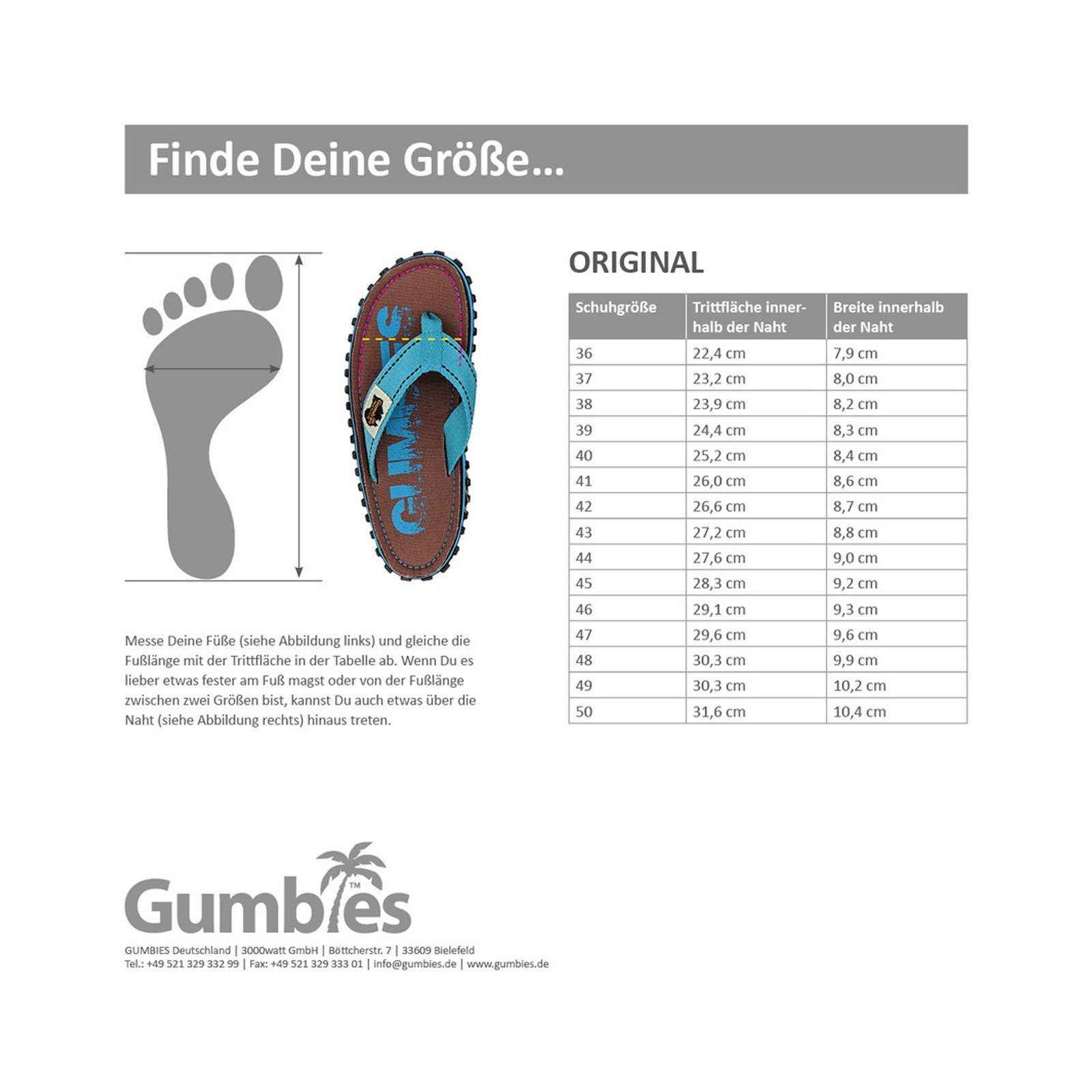 mit gecko Fußbett geformten Gumbies Islander ergonomisch Zehentrenner 2201